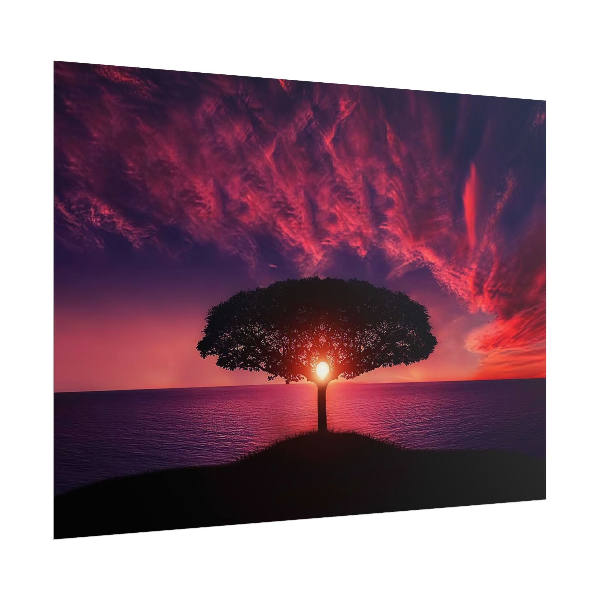 Panoramic Sunset Poster Print, Tree Wall Art, Scenery Decor, Exra Large Wall Art, Canvas Art Print, Landscape, Nature Wall Decor