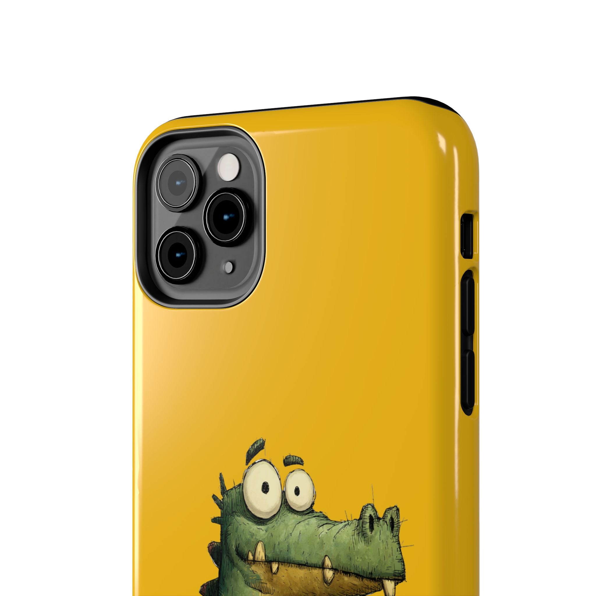Quirky Funny Alligator iPhone Tough Case - Kawaii Animal Phone Cover - Crocodile Protective Phone Cover - Yellow iPhone Case