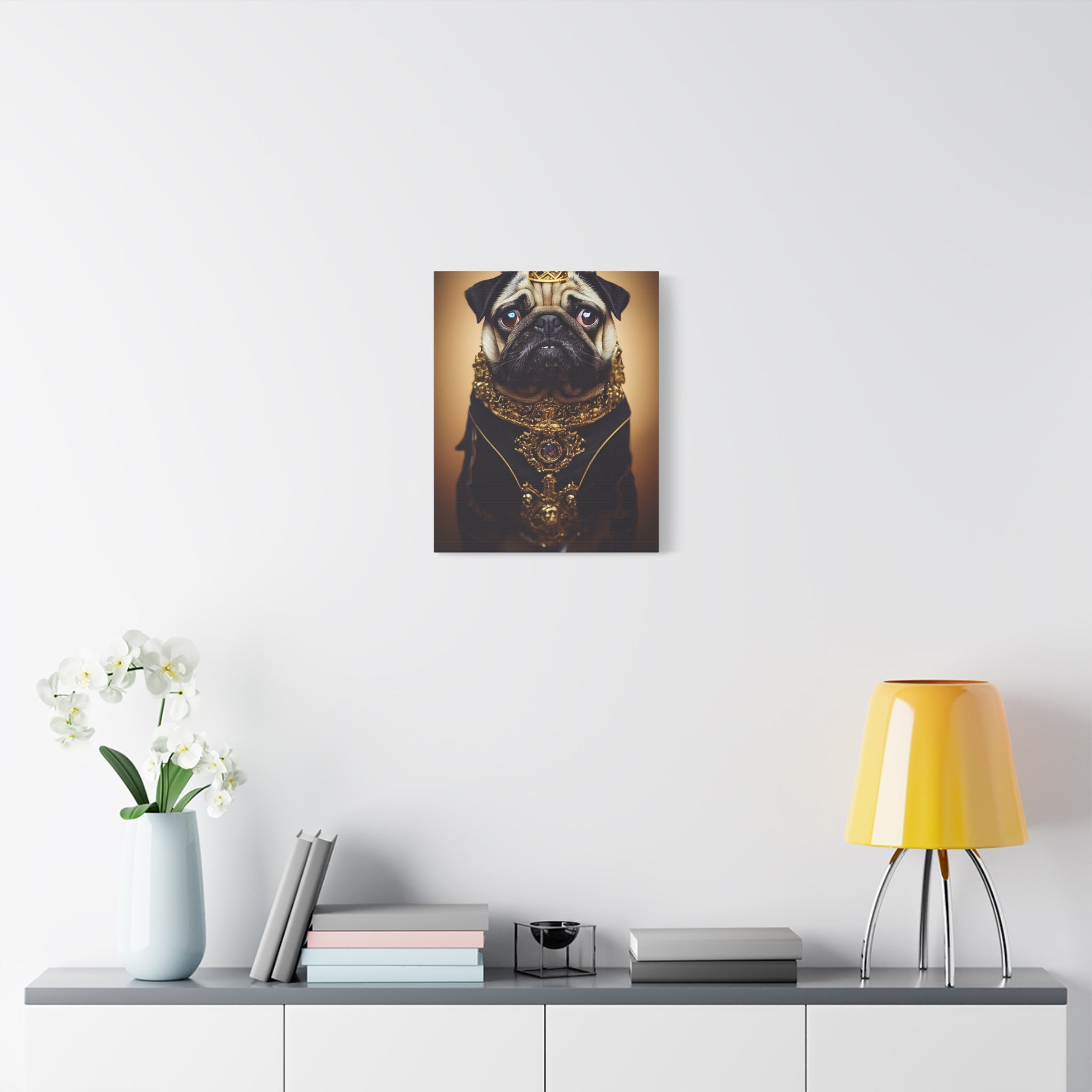 canvas-print-pug-crown-funny-jewelry-wall-art-decor-stretched-matte-canvas-home-living-room-decoration-dog-lover-gift-animal-