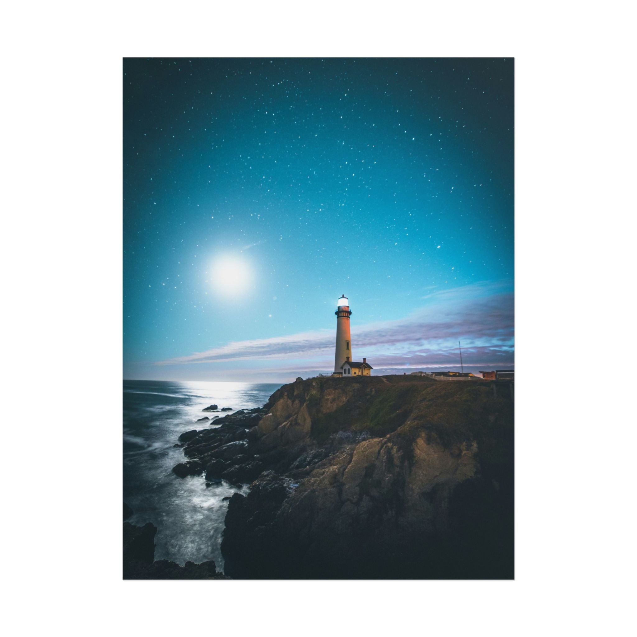 lighthouse-on-rock-poster-print-coastal-wall-art-nautical-wall-decor-beach-house-decoration-seaside-wall-ocean-wall-art