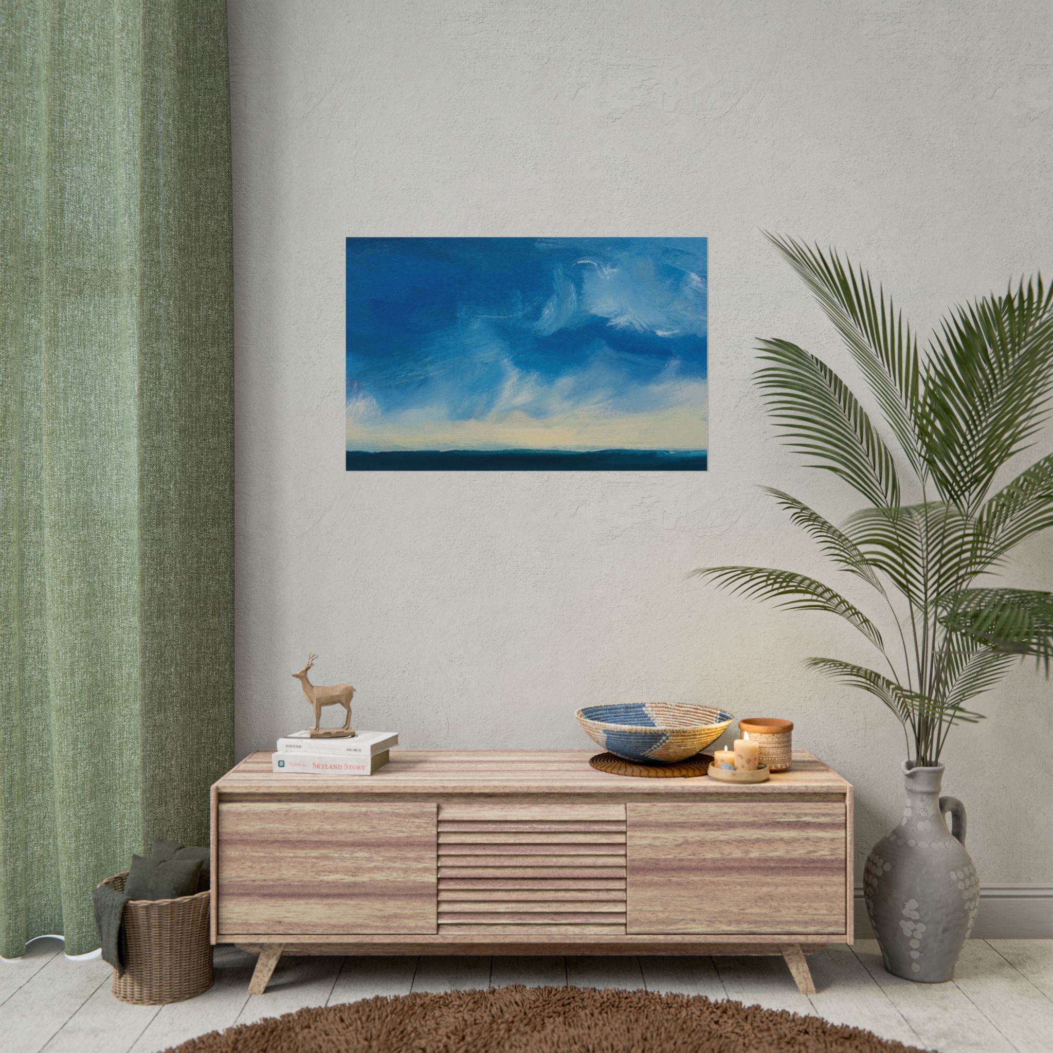 Blue Abstract Poster Print - Ocean and Sky, Home Decor, Office Wall Art, Gift for Art Lovers, Blue Room Decor, Abstract