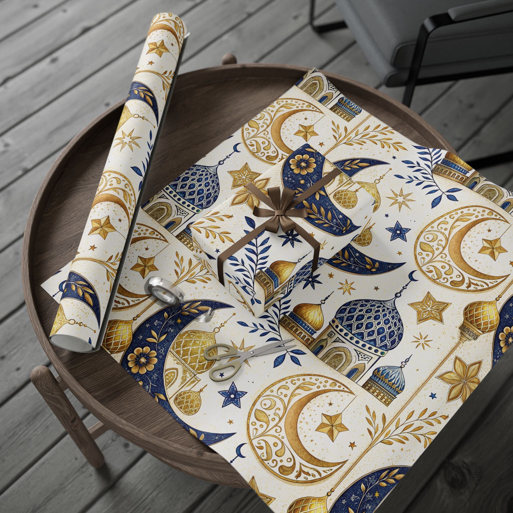 ramadan-night-wrapping-papers-islamic-crescent-moon-gift-wrap-mosque-silhouette-eid-holiday-supplies-festive-present-packagin