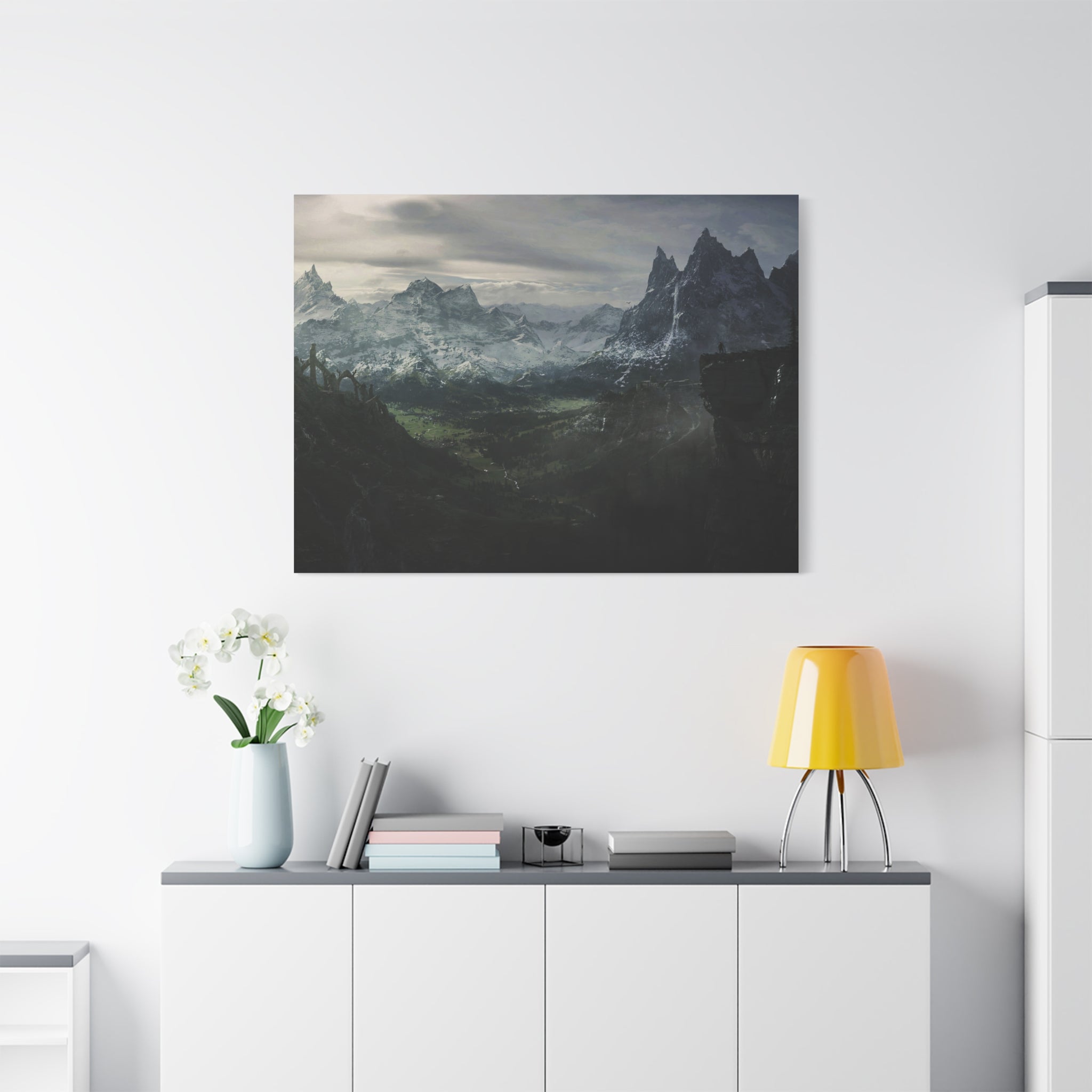 The Elder Scrolls Skyrim Canvas Wall Art - Dark Landscape Dragon Game Canvas Print Room Decor, Gaming Wall Art, Skyrim Gift