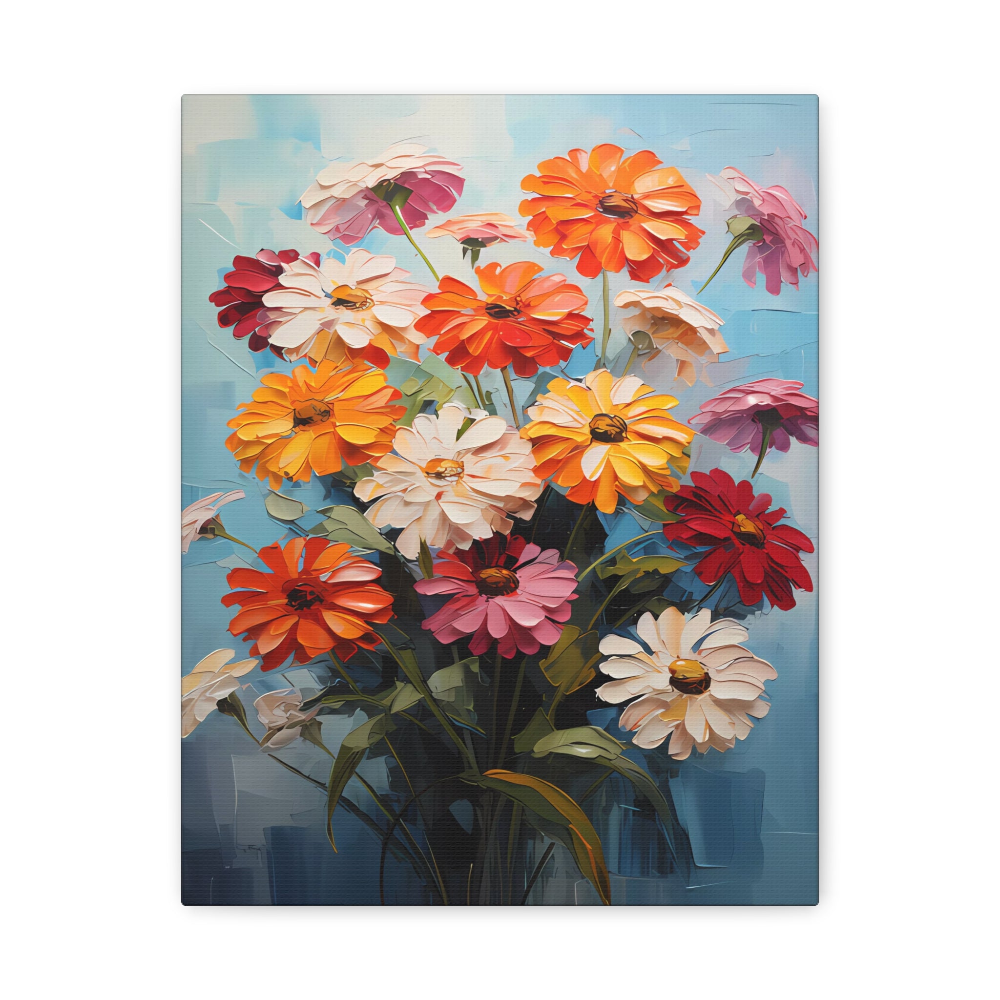 canvas-print-zinnia-flowers-impasto-matte-stretched-art-floral-wall-decor-botanical-artwork-impressionist-painting-reproducti