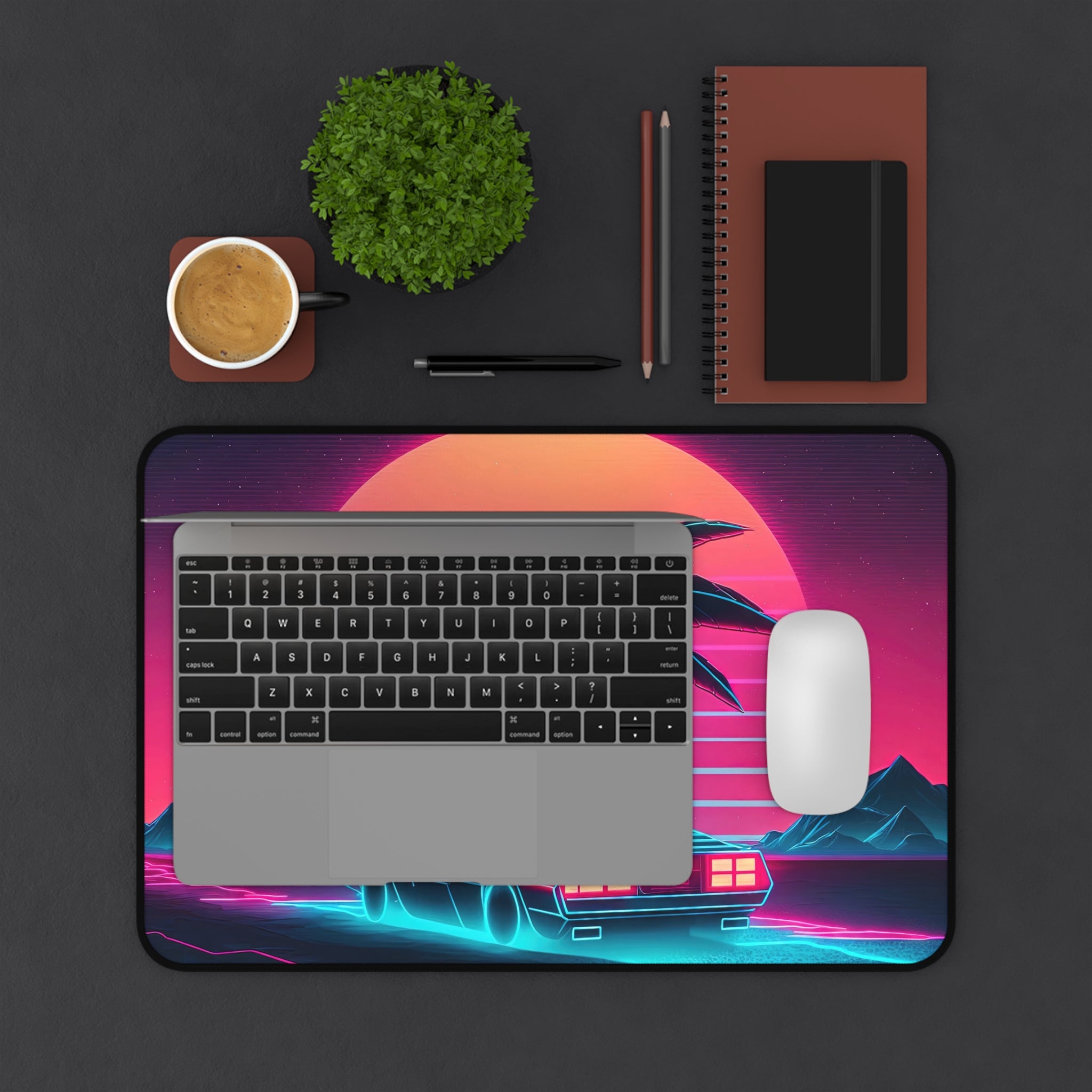 vaporwave-palm-tree-road-mouse-pad-retrowave-delorean-desk-mat-neon-synthwave-desk-pad-vaporwave-sun-and-mountains