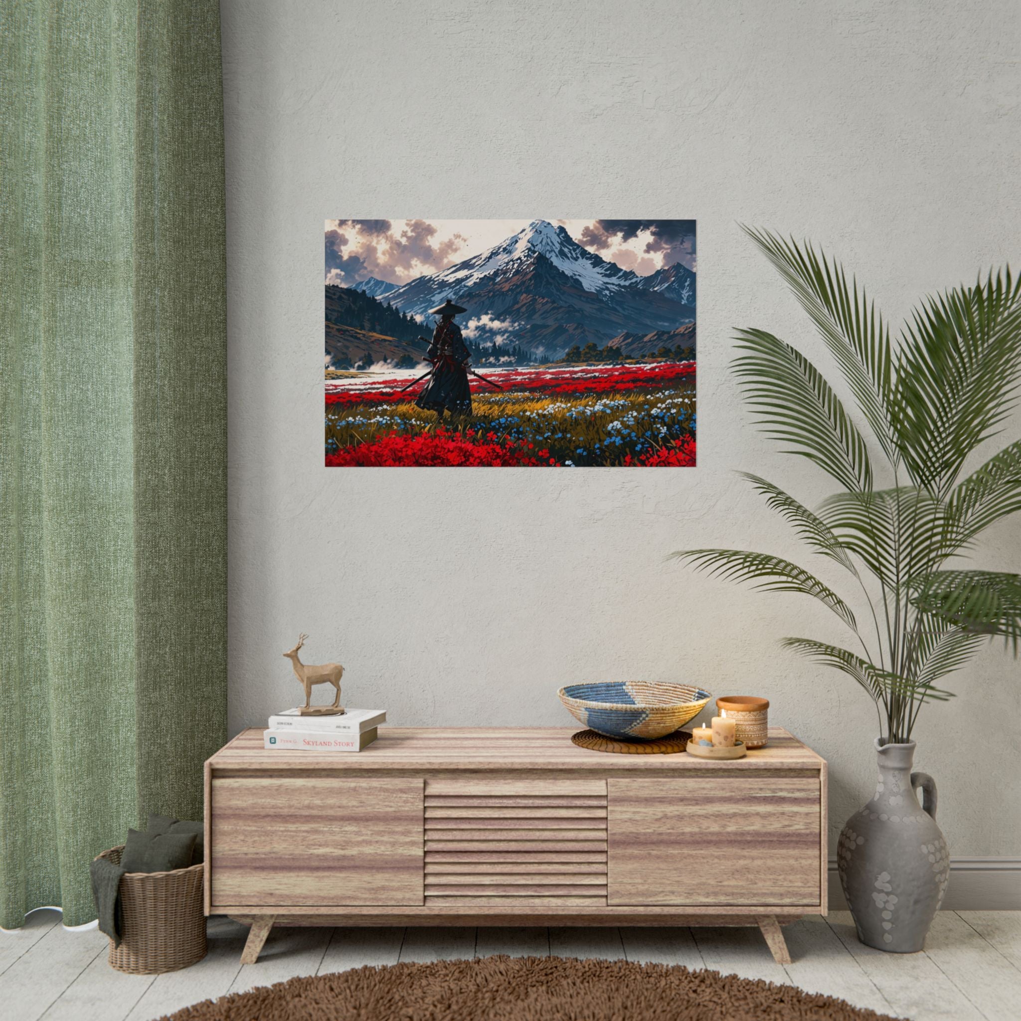 Samurai Canvas Print - Katana Japanese Artwork, Asian Decor, Samurai Warrior Poster, Anime Poster