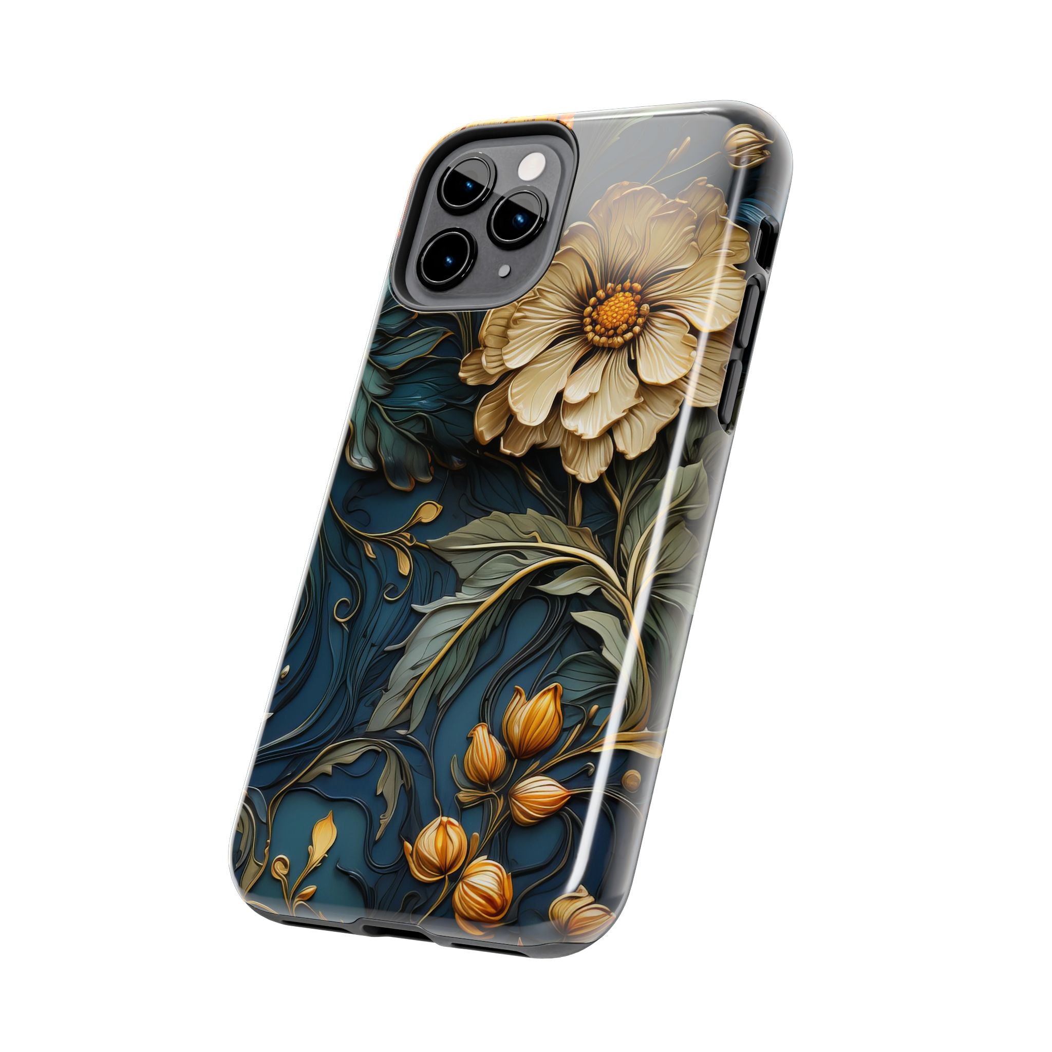 textured-art-nouveau-floral-tough-phone-case-cottagecore-iphone-case-unique-floral-phone-cover-vintage-style-iphone-case-prot
