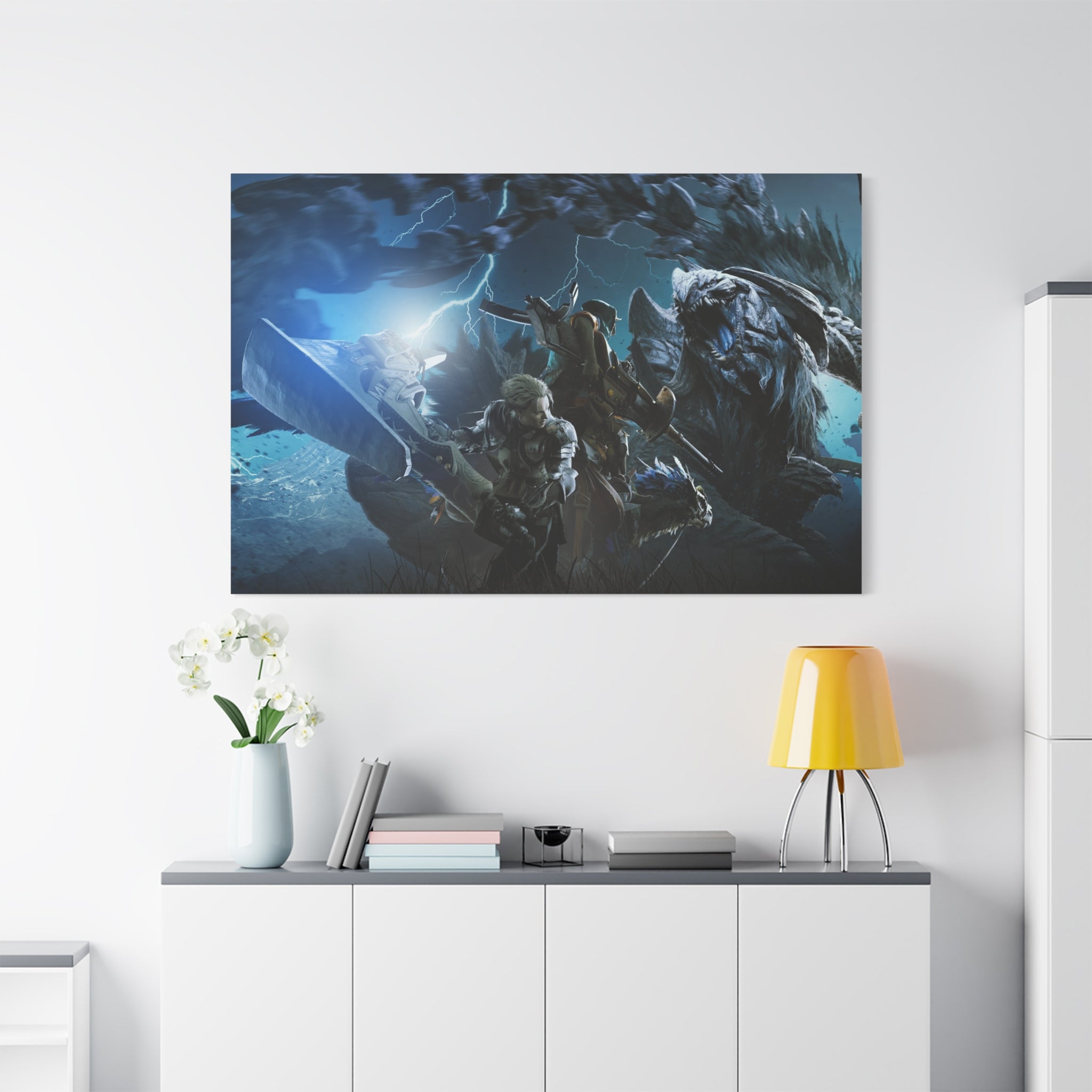 canvas-print-monster-hunter-wall-art-matte-print-stretched-canvas-1-25-home-decor-gaming-art-gamer-gift-video-game-art-hunter