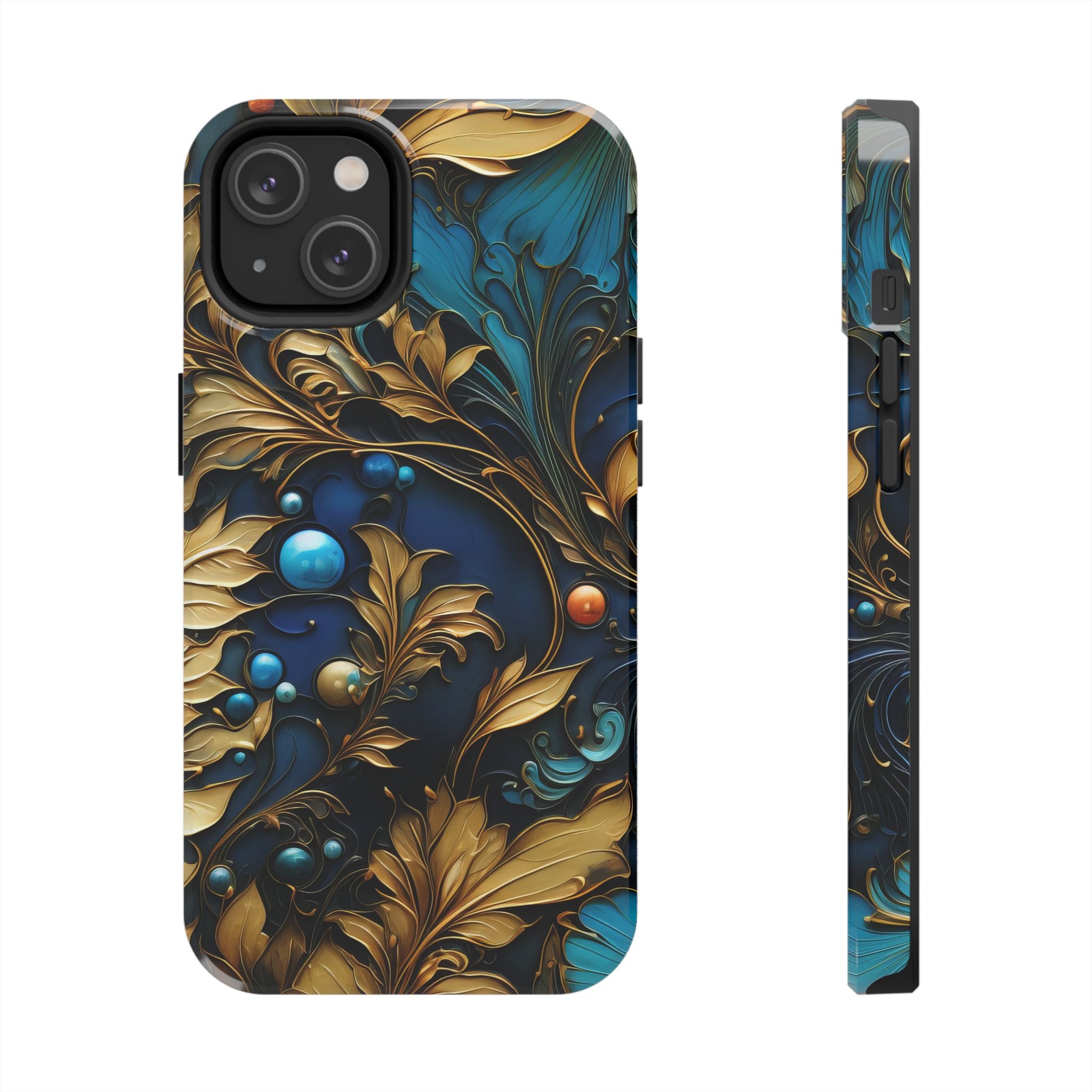 textured-art-nouveau-floral-tough-phone-case-cottagecore-iphone-case-unique-floral-phone-cover-vintage-style-iphone-case-prot