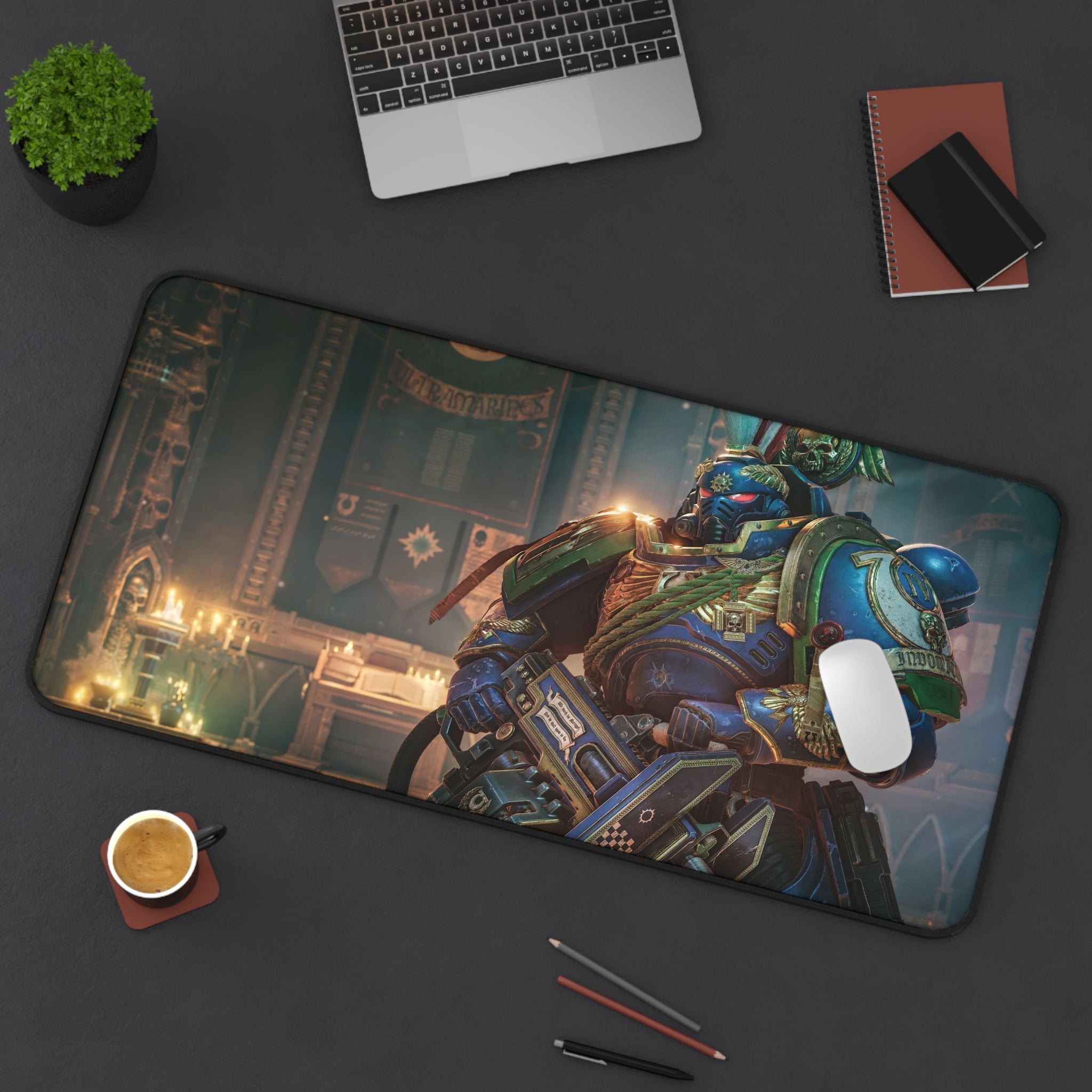 Warhammer 40k Space Marine 2 Gaming Mouse Pad - XL Desk Mat & Extended Desk Pad for Wargaming, Gamer Gift, Imperial Guard