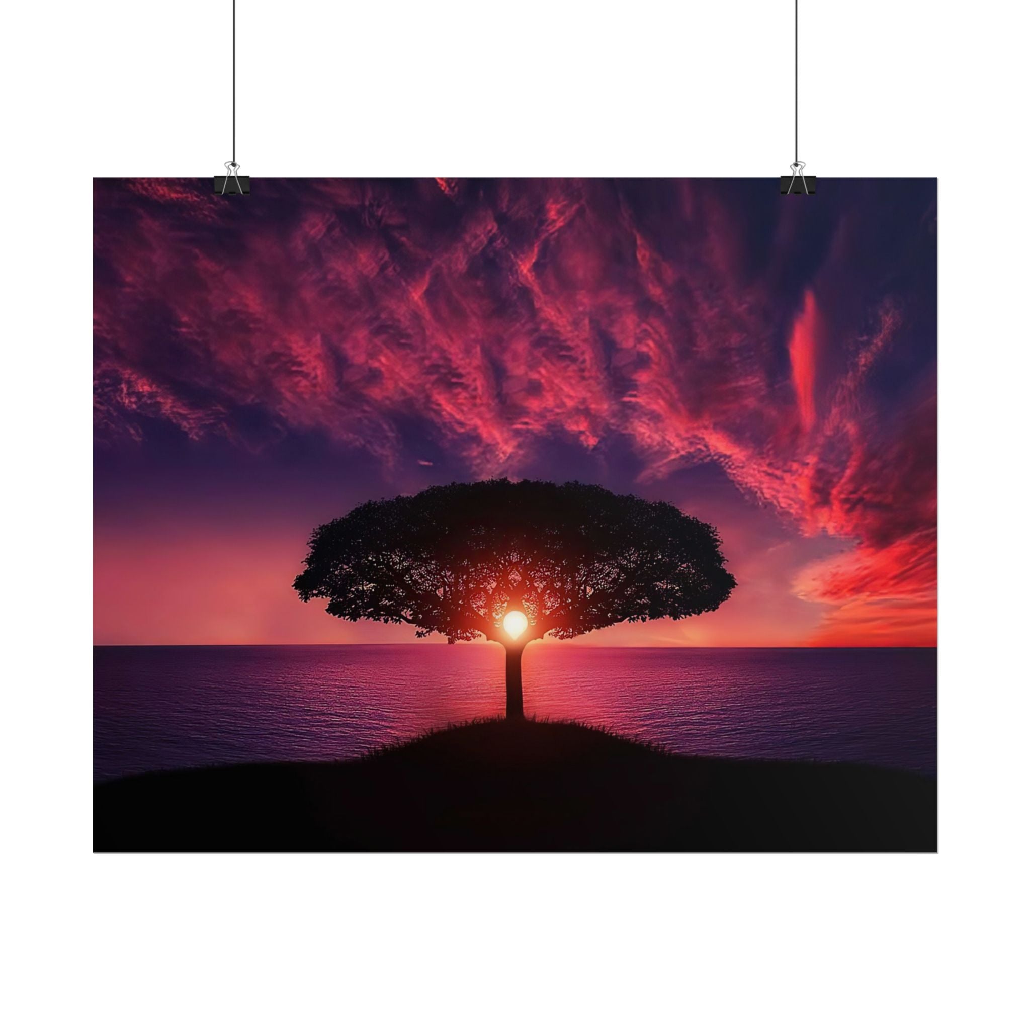 Panoramic Sunset Poster Print, Tree Wall Art, Scenery Decor, Exra Large Wall Art, Canvas Art Print, Landscape, Nature Wall Decor