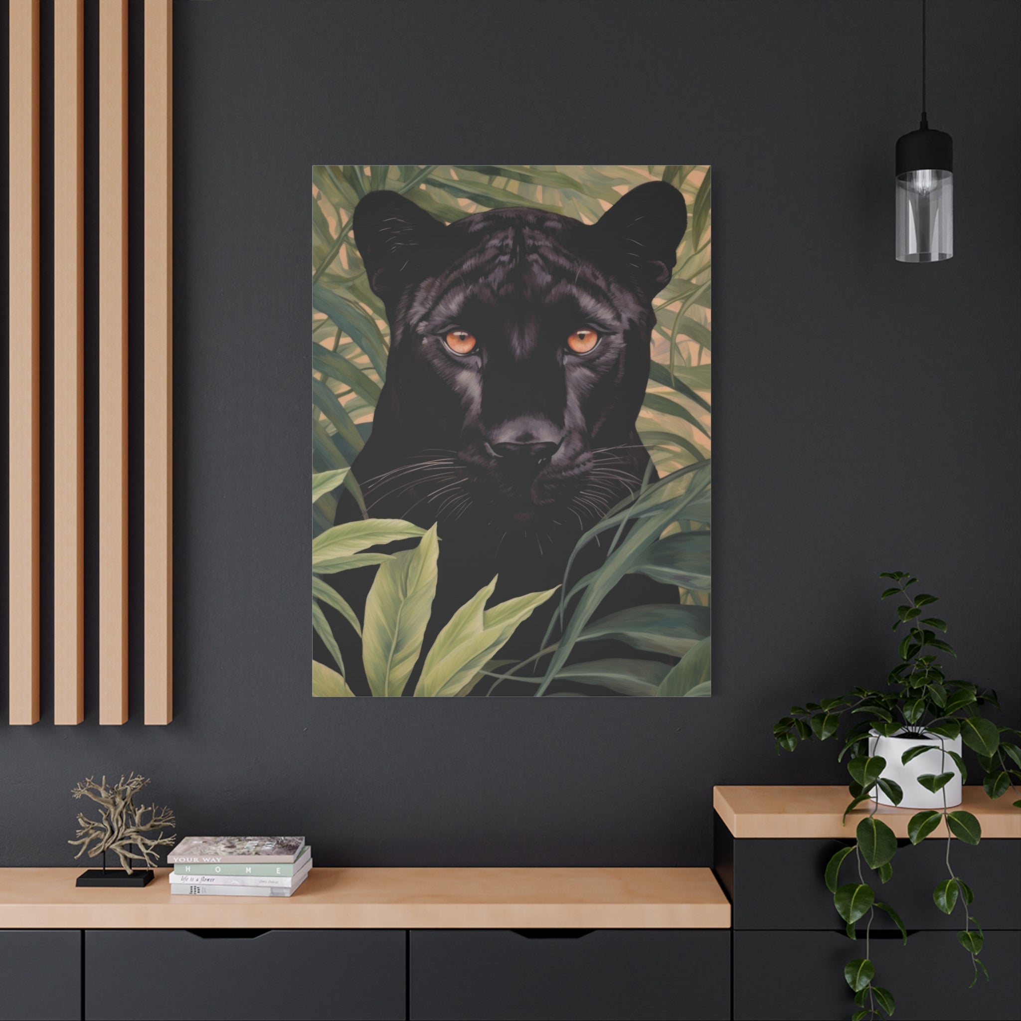canvas-wall-art-black-panther-in-jungle-african-animal-decor-print-matte-stretched-canvas-wall-hanging-wildlife-theme