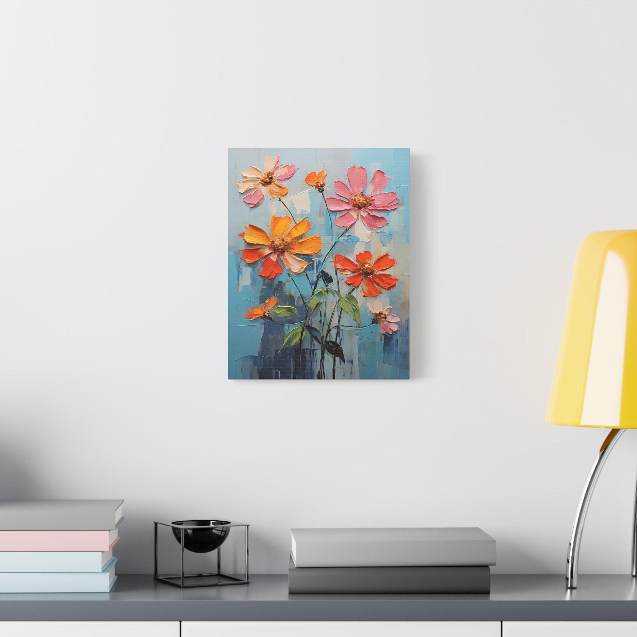 canvas-print-zinnia-flowers-impasto-matte-stretched-art-floral-wall-decor-botanical-artwork-impressionist-painting-reproducti