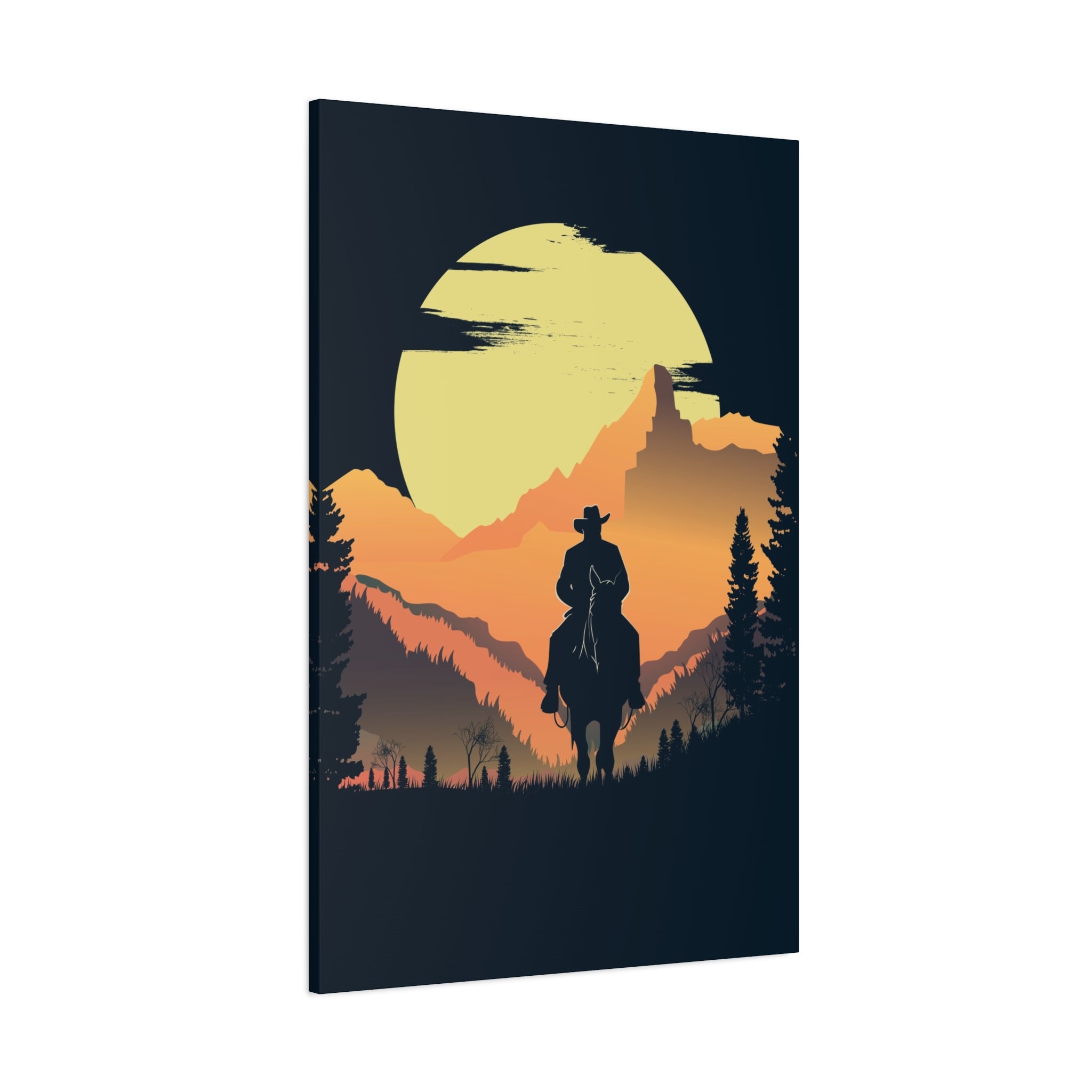 canvas-wall-art-cowboy-western-wall-decor-matte-stretched-print-rustic-southwestern-home-decoration-texas-desert-landscape