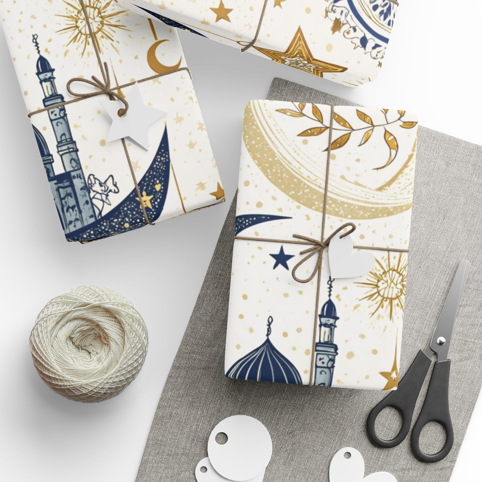ramadan-night-wrapping-papers-islamic-crescent-moon-gift-wrap-mosque-silhouette-eid-holiday-supplies-festive-present-packagin