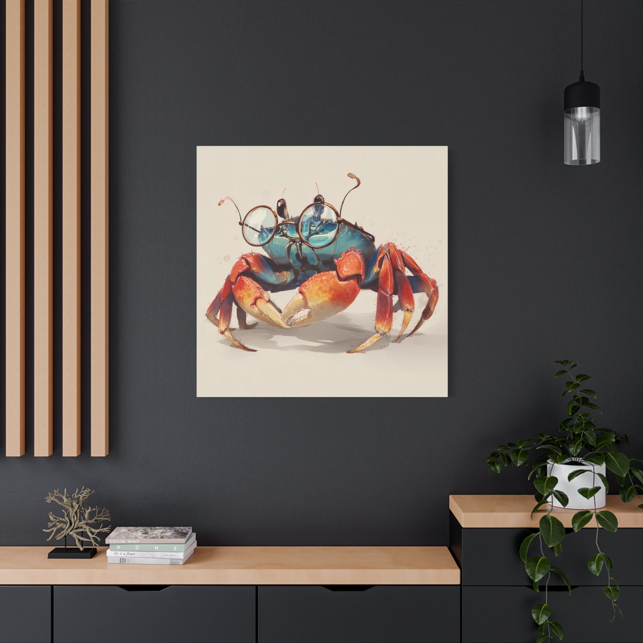 whimsical-geek-crab-art-canvas-quirky-home-decor-for-beach-lovers-canvas-wall-art