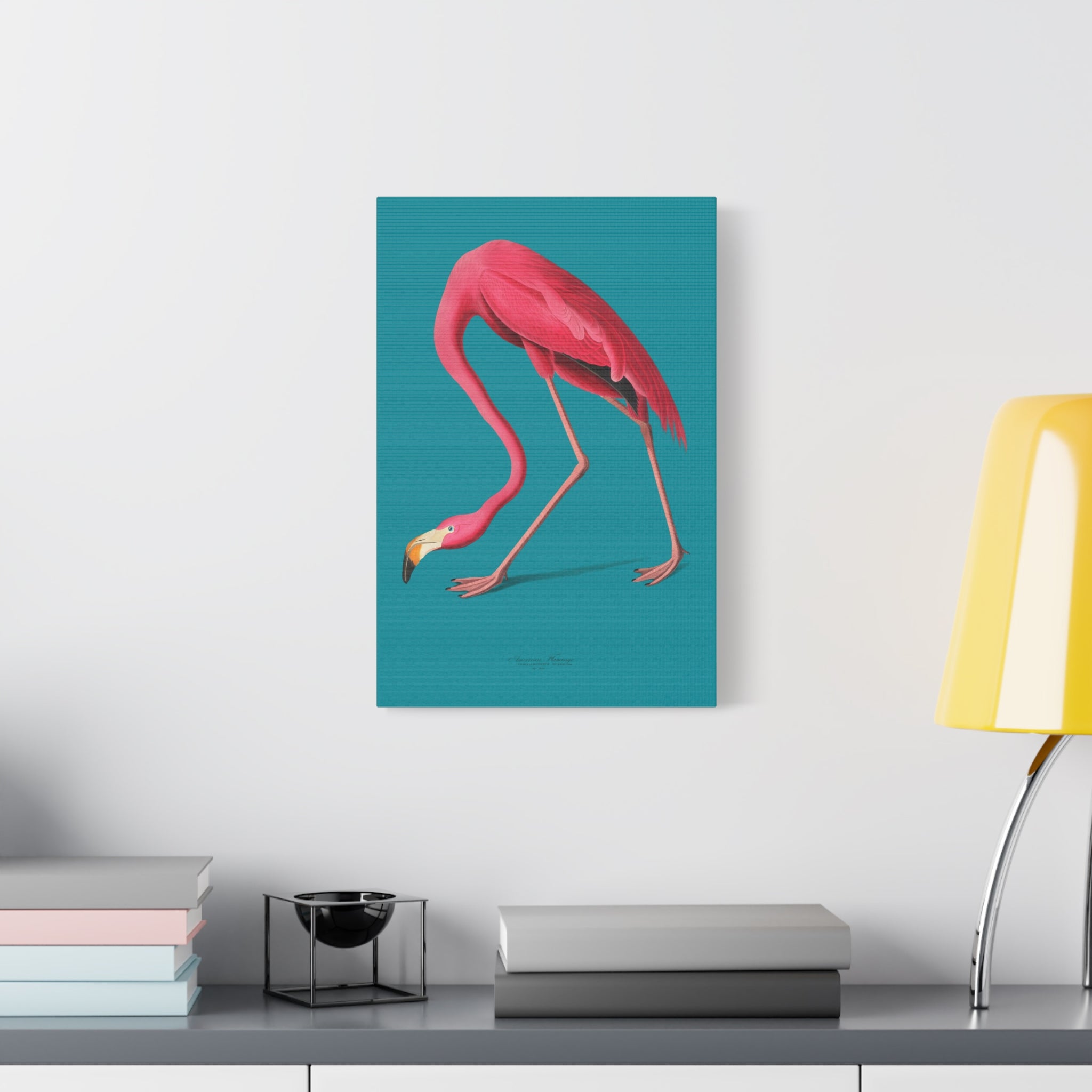 canvas-print-pink-flamingo-wall-art-vintage-home-decor-living-room-decor-stretched-canvas-art-pink-wall-art-flamingo-illustra