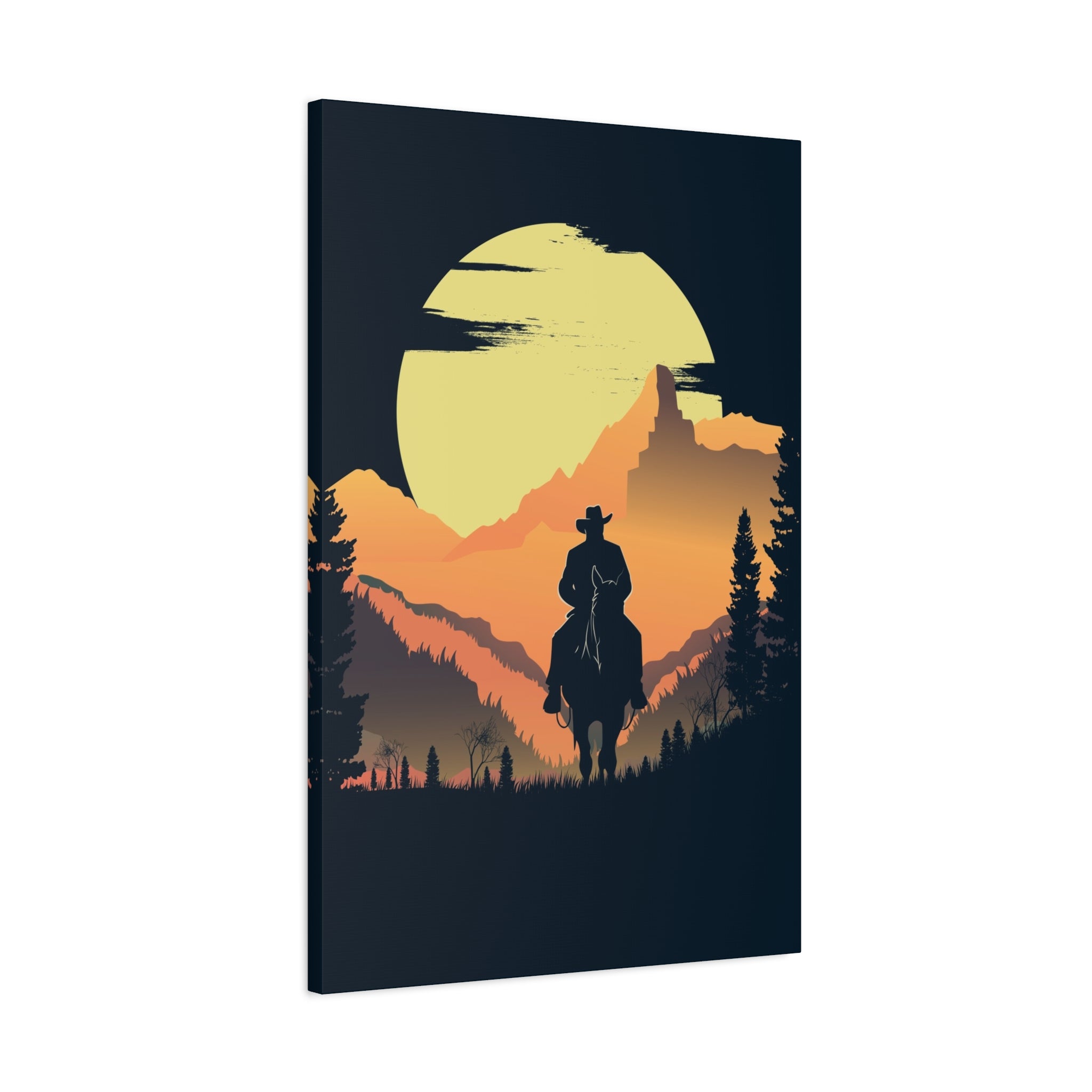 canvas-wall-art-cowboy-western-wall-decor-matte-stretched-print-rustic-southwestern-home-decoration-texas-desert-landscape