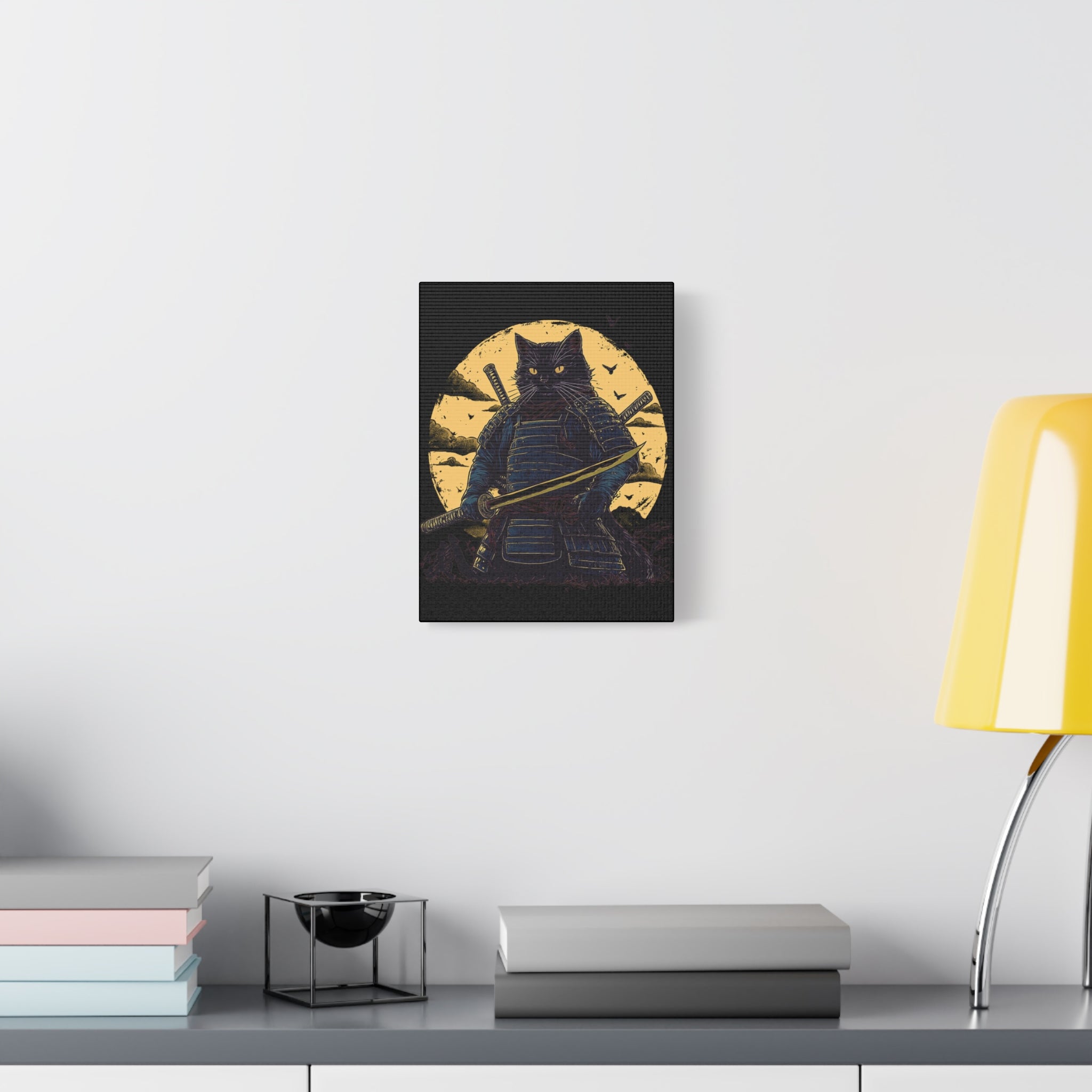 canvas-wall-art-samurai-cat-japanese-style-sunset-retro-wall-decor-stretched-matte-canvas-wall-hanging-home-decor-retro-wall-