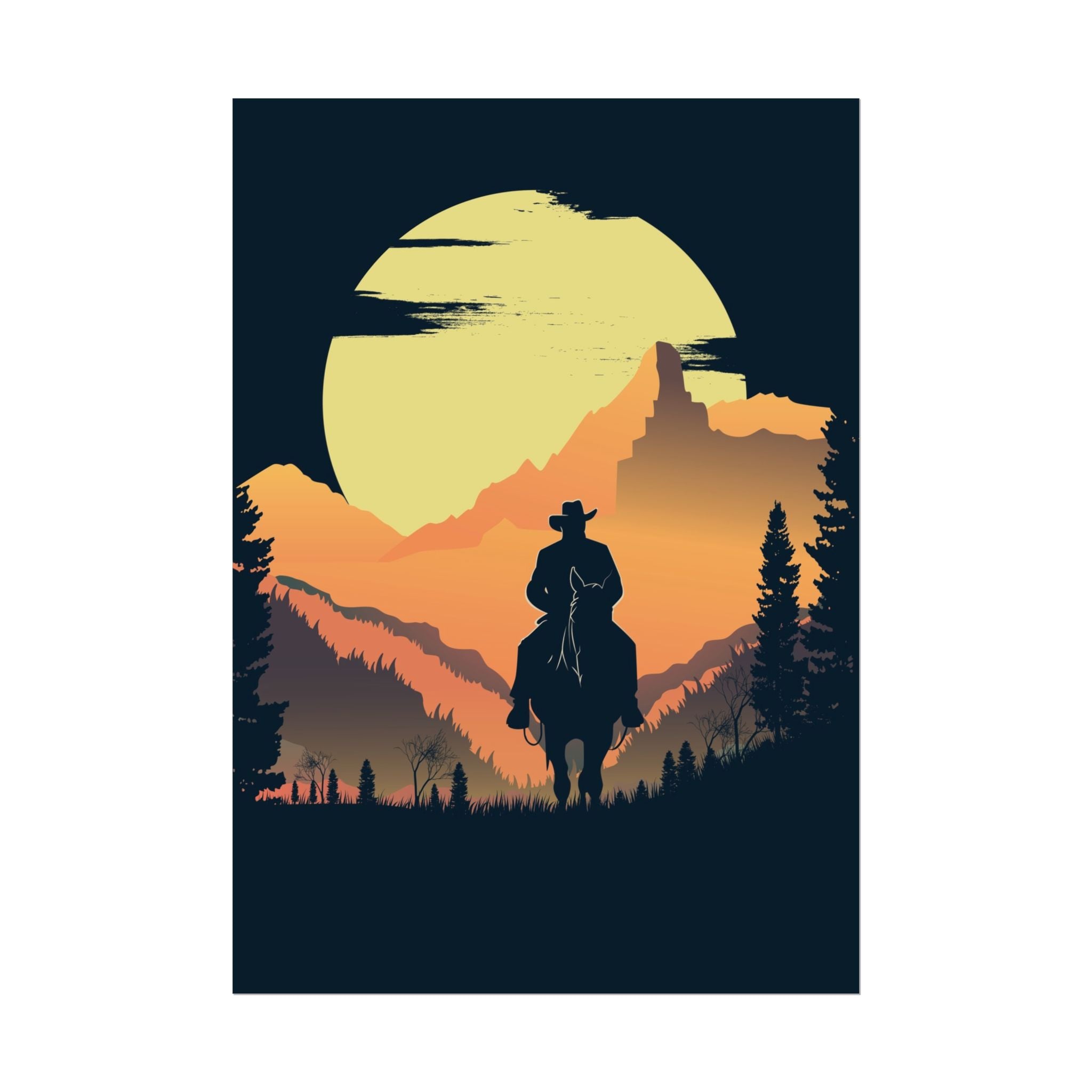 cowboy-western-poster-wall-decor-poster-print-rustic-southwestern-home-decoration-texas-desert-landscape-farmhouse-decor