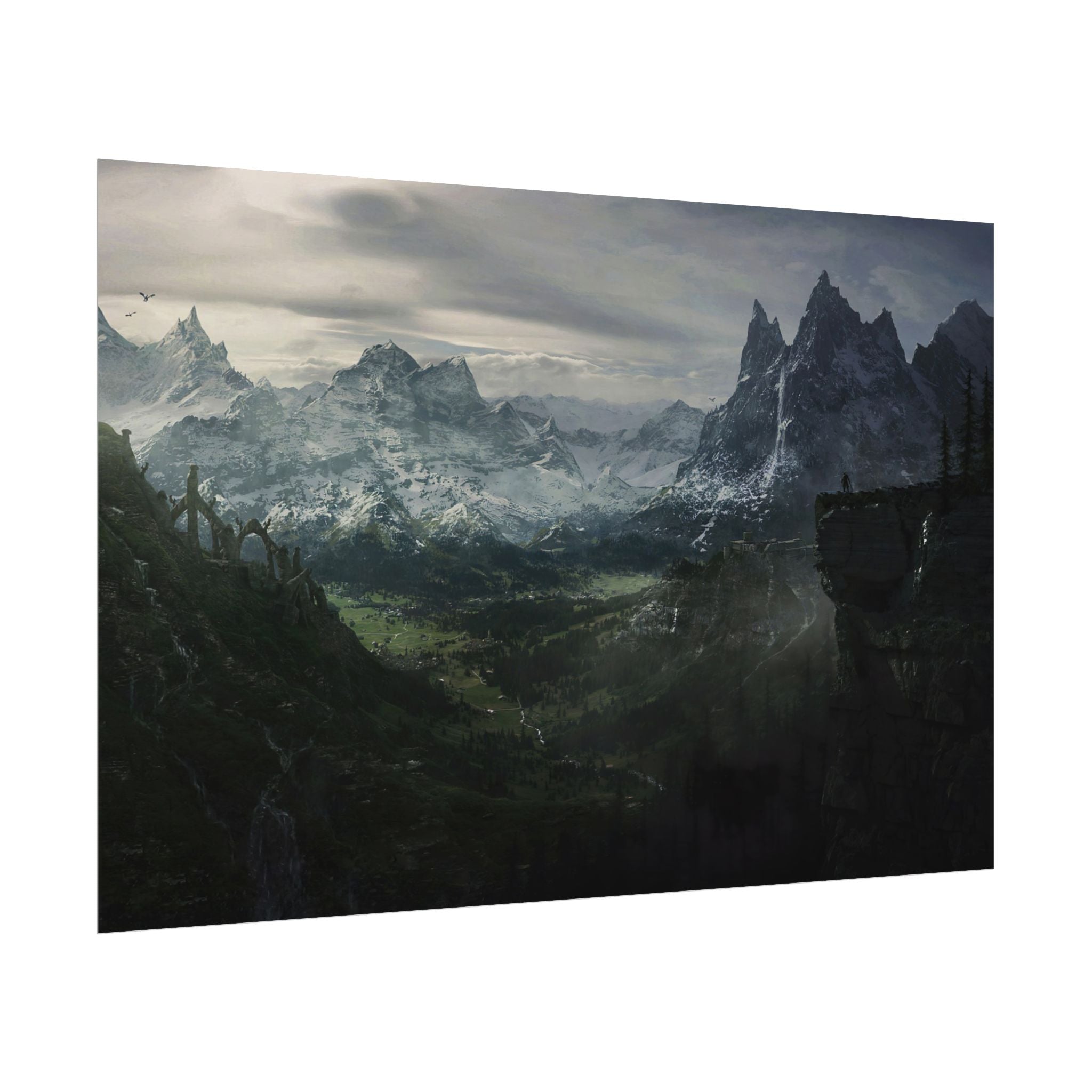 the-elder-scrolls-skyrim-poster-wall-art-scenery-dragon-and-viking-game-poster-print-room-decor-warrior-gaming