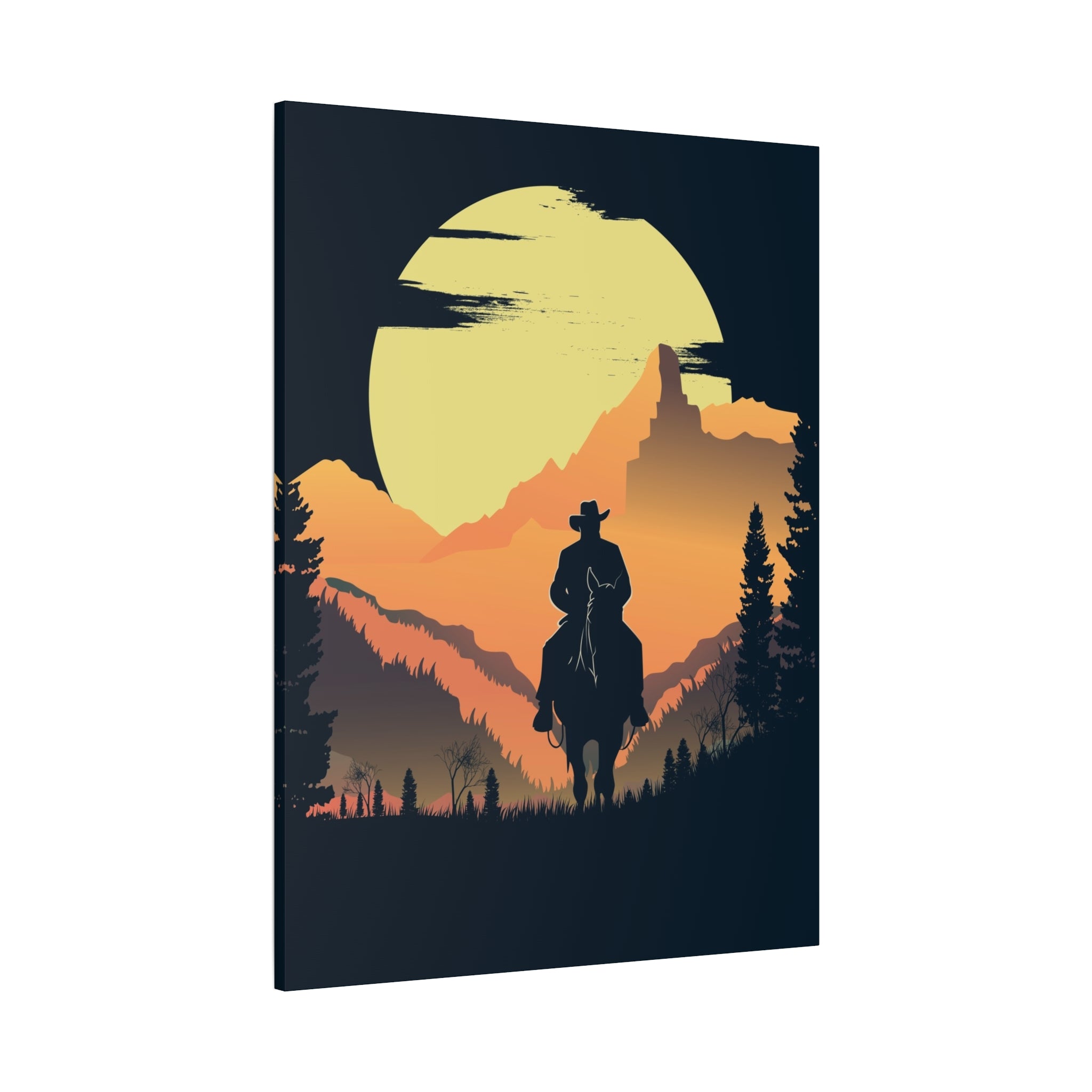 canvas-wall-art-cowboy-western-wall-decor-matte-stretched-print-rustic-southwestern-home-decoration-texas-desert-landscape