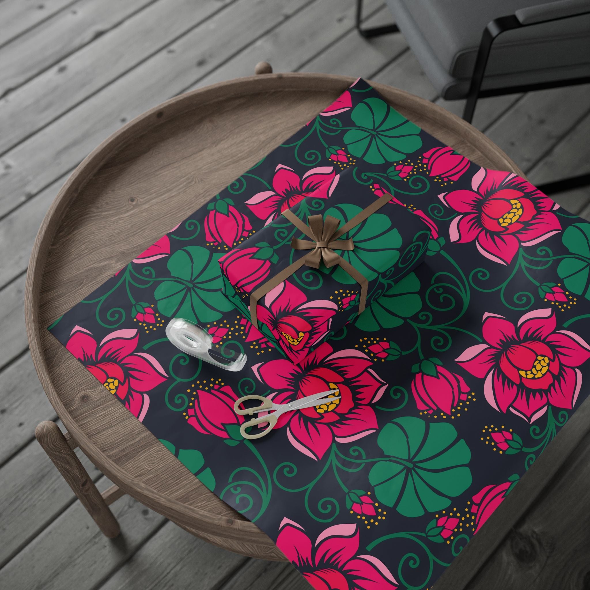 vintage-retro-pink-tulip-gift-wrap-30x72-inch-floral-design-birthday-wrapping-decorative-craft-paper-holiday-gift-wrap-elegan