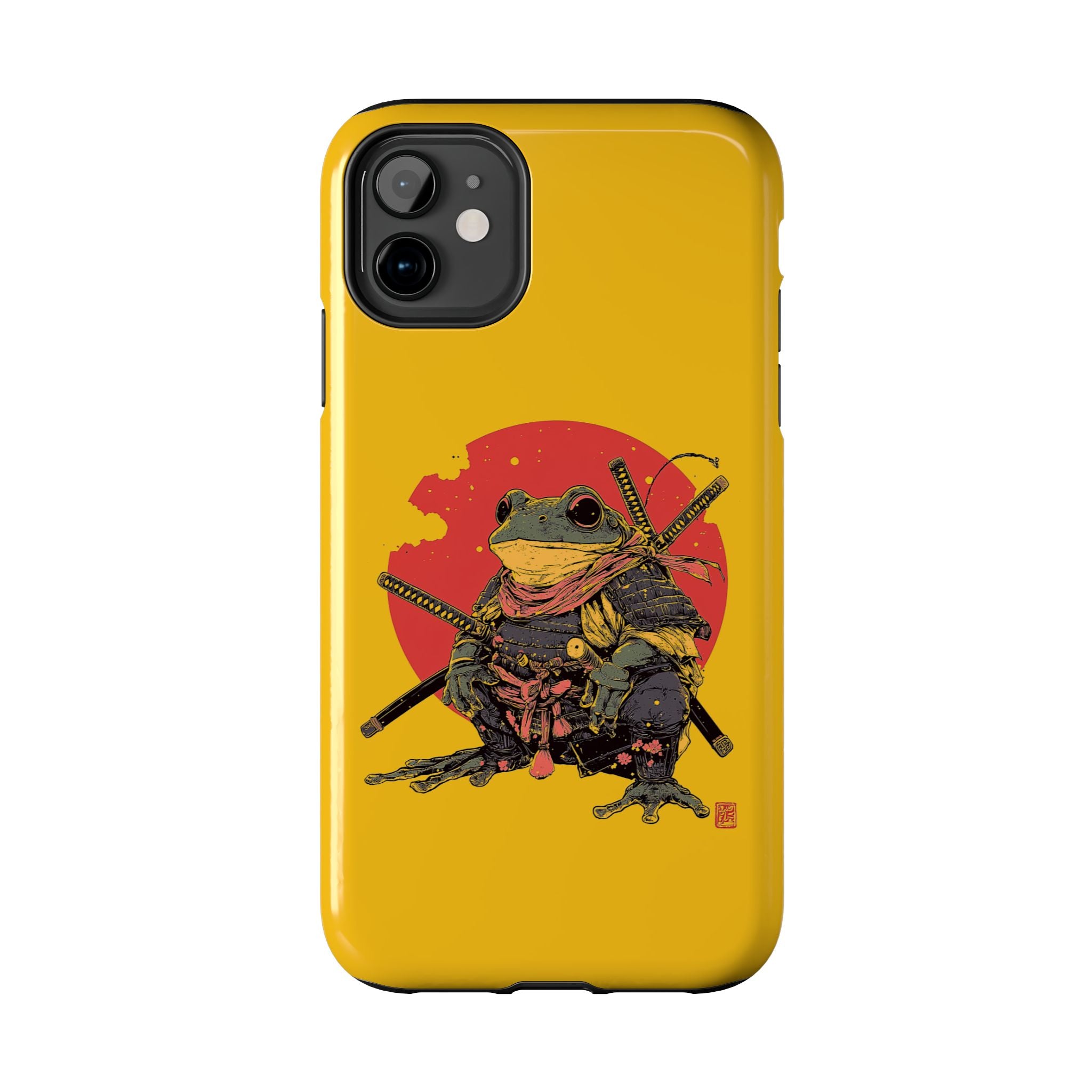 retro-vintage-ninja-frog-iphone-tough-case-red-sun-japanese-samurai-frog-design-ninja-warrior-yellow-iphone-hard-cover