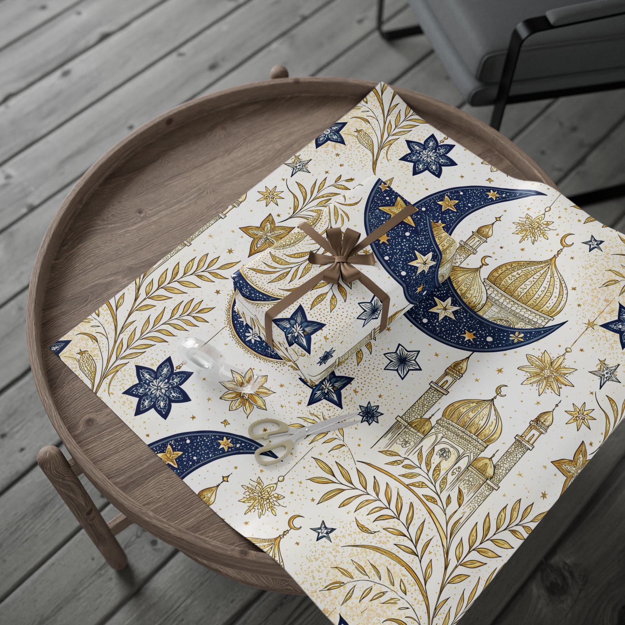 ramadan-night-wrapping-papers-islamic-crescent-moon-gift-wrap-mosque-silhouette-eid-holiday-supplies-festive-present-packagin