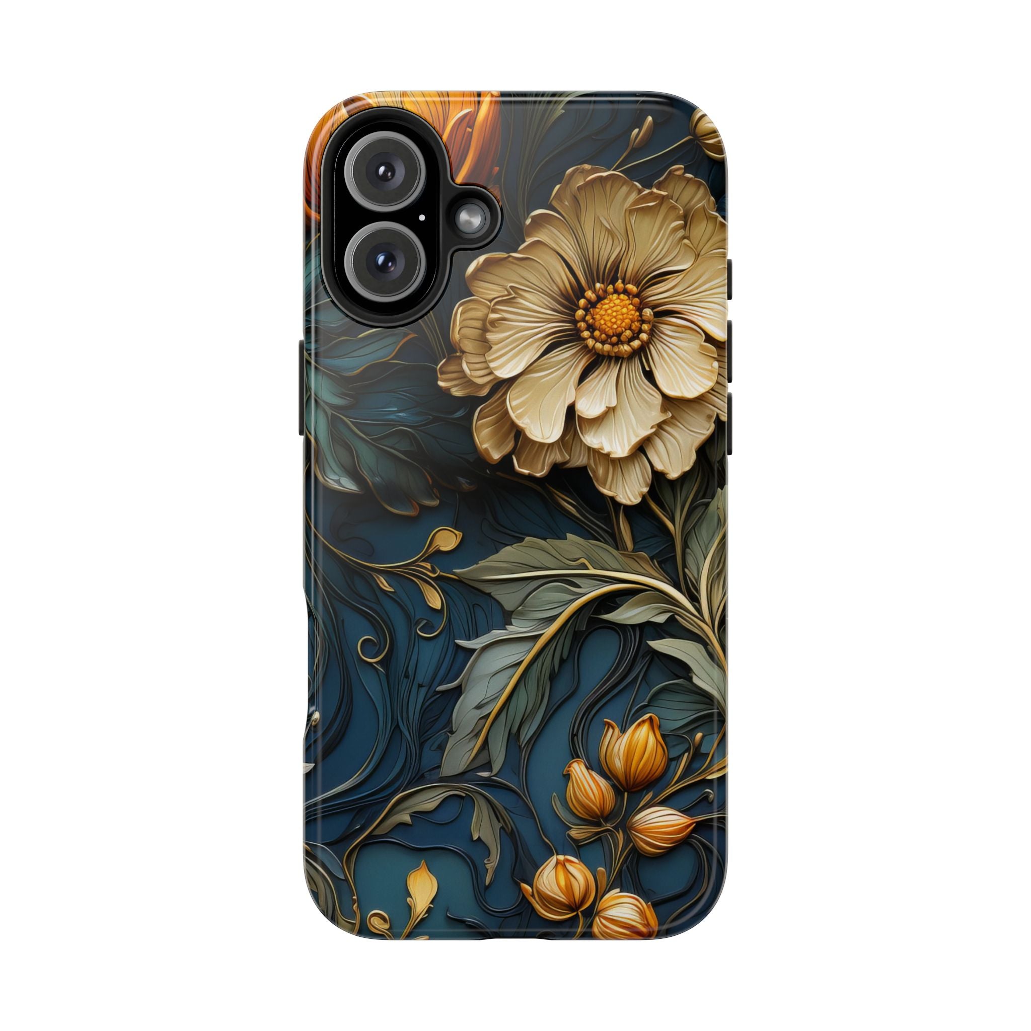 textured-art-nouveau-floral-tough-phone-case-cottagecore-iphone-case-unique-floral-phone-cover-vintage-style-iphone-case-prot