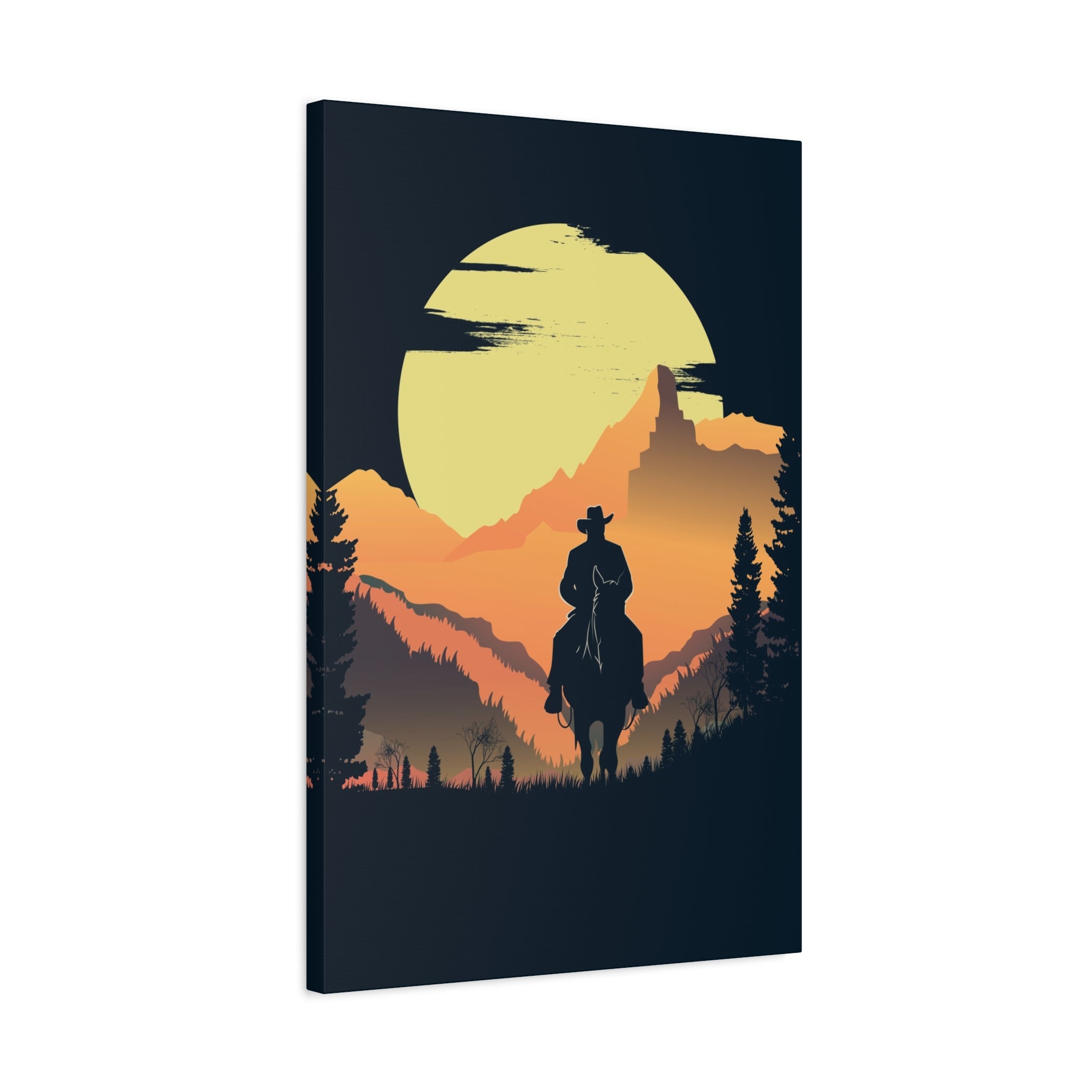 canvas-wall-art-cowboy-western-wall-decor-matte-stretched-print-rustic-southwestern-home-decoration-texas-desert-landscape