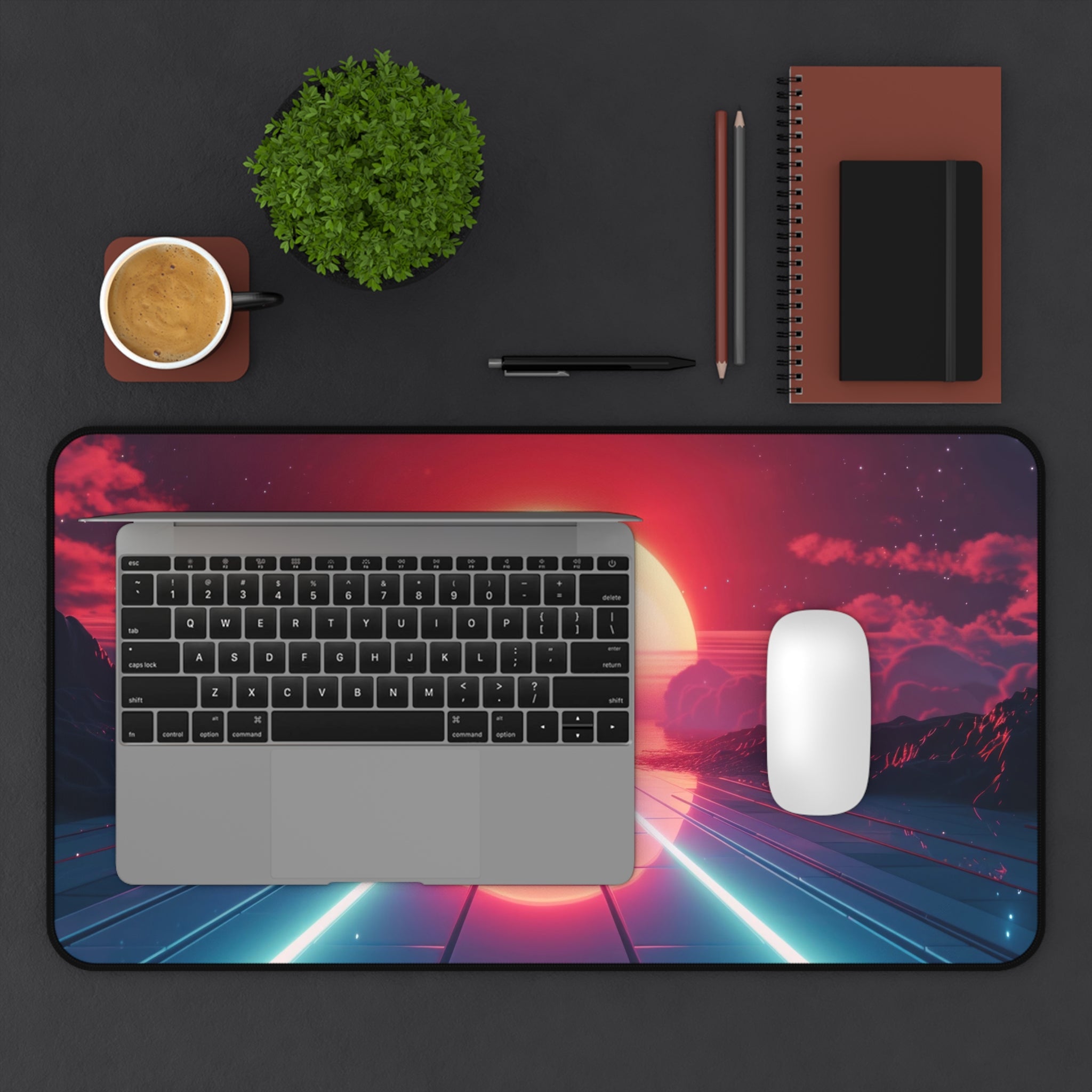 vaporwave-road-mouse-pad-retrowave-city-delorean-desk-mat-neon-synthwave-desk-pad-vaporwave-sun-and-mountains