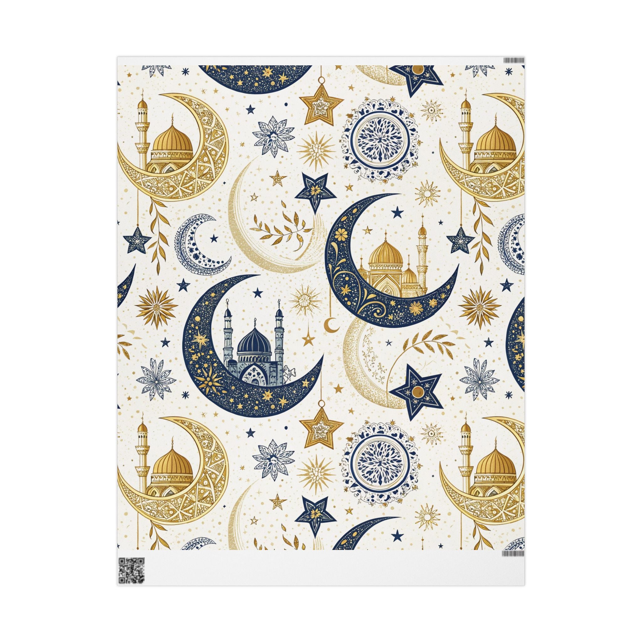 ramadan-night-wrapping-papers-islamic-crescent-moon-gift-wrap-mosque-silhouette-eid-holiday-supplies-festive-present-packagin