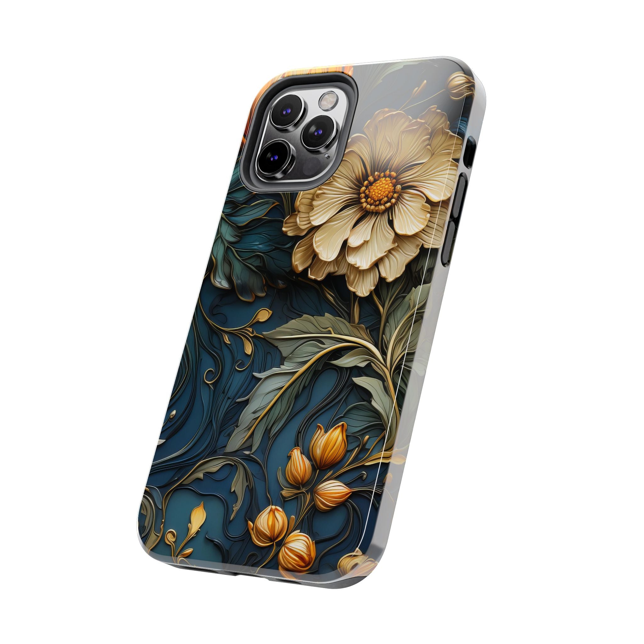 textured-art-nouveau-floral-tough-phone-case-cottagecore-iphone-case-unique-floral-phone-cover-vintage-style-iphone-case-prot