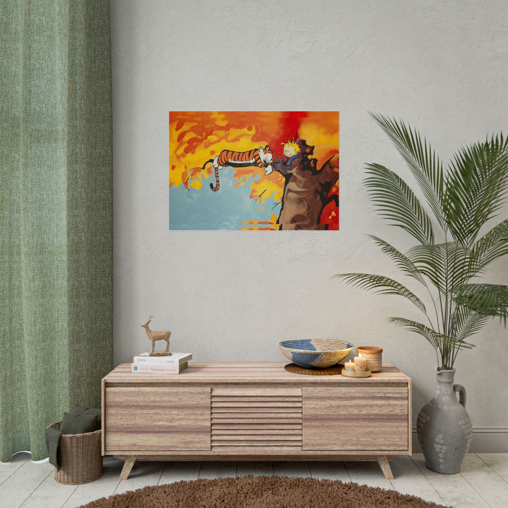 Calvin and Hobbes Art Poster - Nostalgic Cartoon Wall Decor - Unique Birthday Gift for Fans - Timeless Comic Book Design