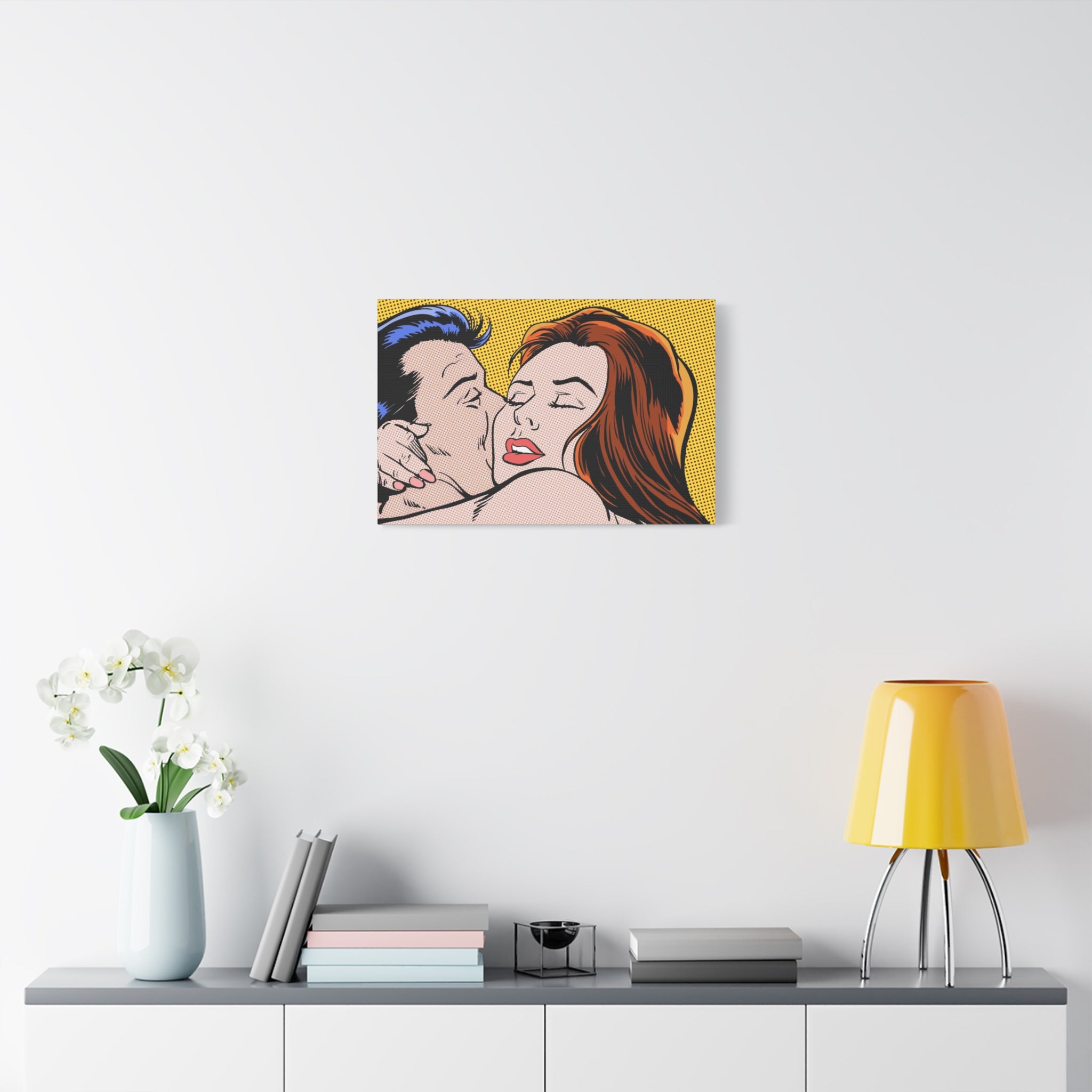 pop-art-canvas-print-retro-wall-art-stretched-matte-canvas-kiss-love-home-decor-wall-decor-poster-decorative-art-gift