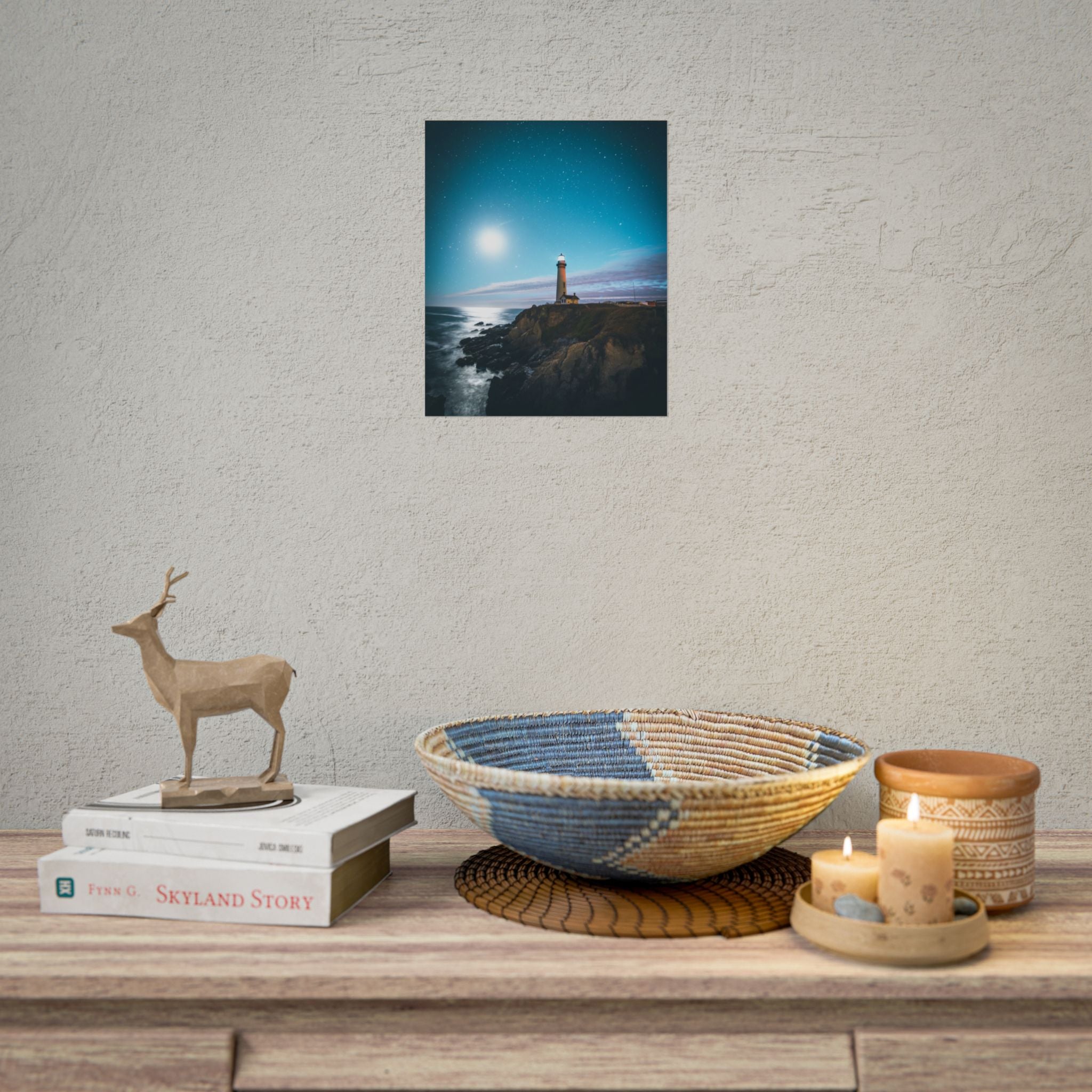 lighthouse-on-rock-poster-print-coastal-wall-art-nautical-wall-decor-beach-house-decoration-seaside-wall-ocean-wall-art