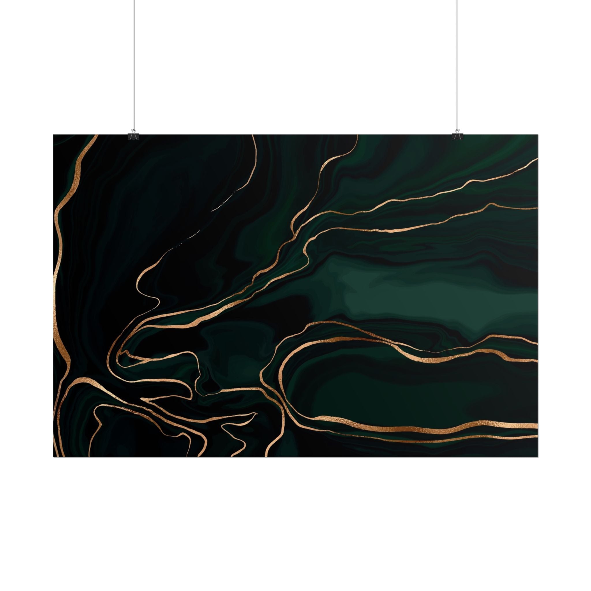 Abstract Green Gold Poster Print - Wall Art, Home Decor, Office Decor, Green Canvas Bedroom, Modern Art, Green Print