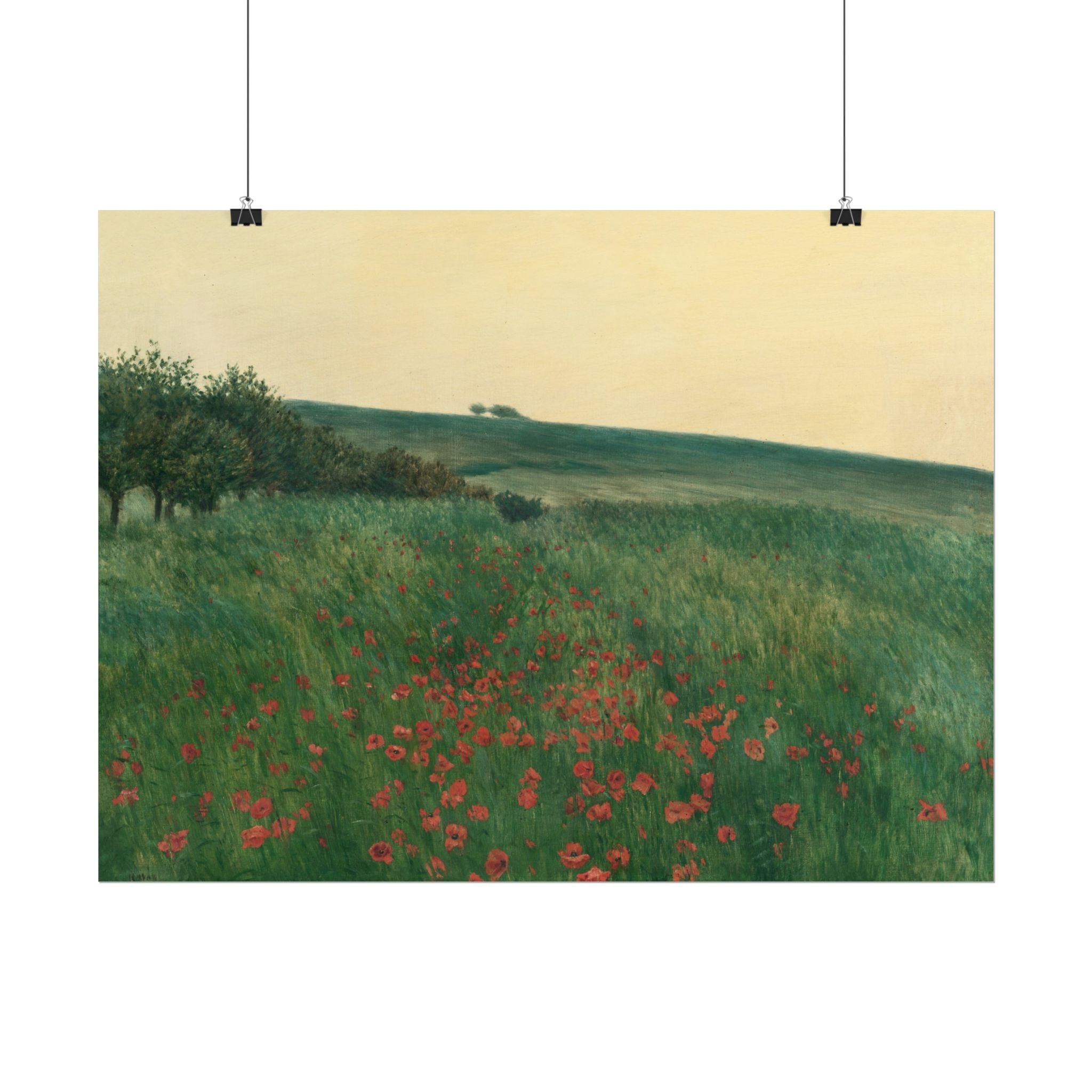 Frantisek Kavan, Fields Poster Print, Fields Landscape Painting, Red Poppies, Rustic Canvas Wall Art, Farmhouse Wall Decor