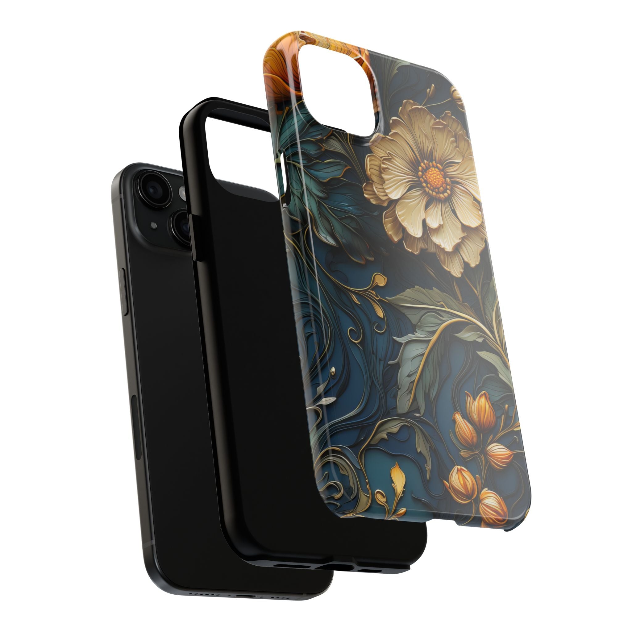textured-art-nouveau-floral-tough-phone-case-cottagecore-iphone-case-unique-floral-phone-cover-vintage-style-iphone-case-prot