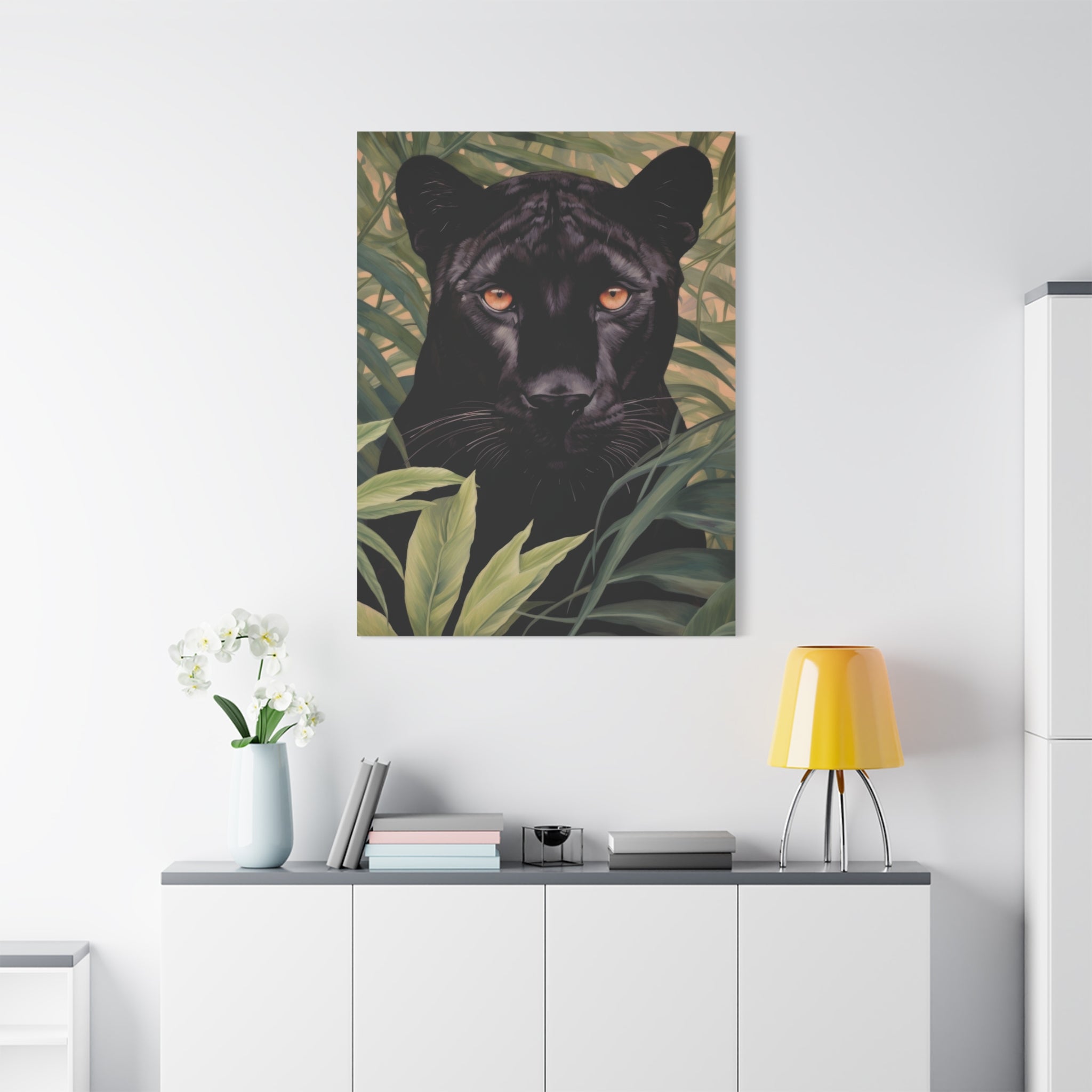 canvas-wall-art-black-panther-in-jungle-african-animal-decor-print-matte-stretched-canvas-wall-hanging-wildlife-theme
