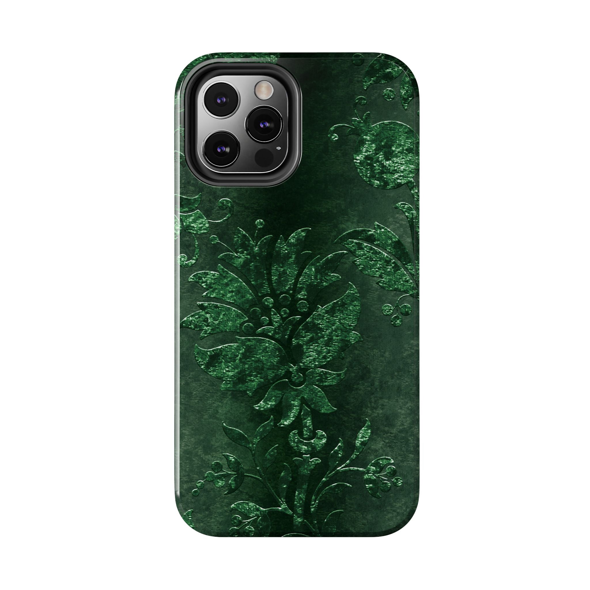 embossed-emerald-velvet-tough-iphone-case-protective-iphone-cover-heavy-duty-iphone-case-rugged-phone-case-durable-smartphone