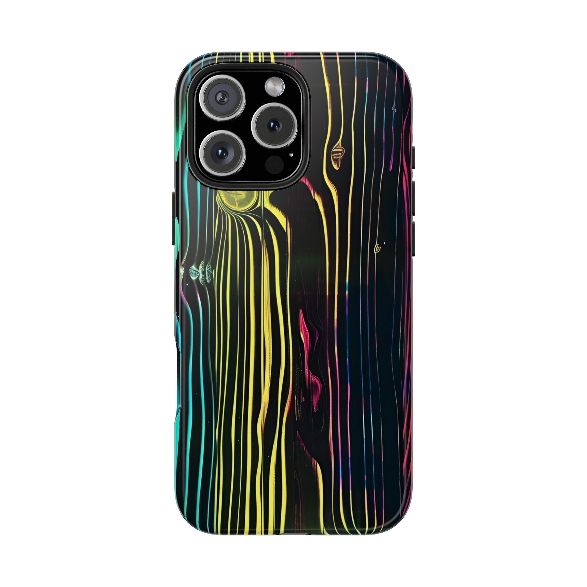 Disco Neon Tough iPhone Cases, Wood Grain Texture, iPhone Case Cover, Protective iPhone Shell, Unique iPhone Accessories, iphone 16 Pro Max