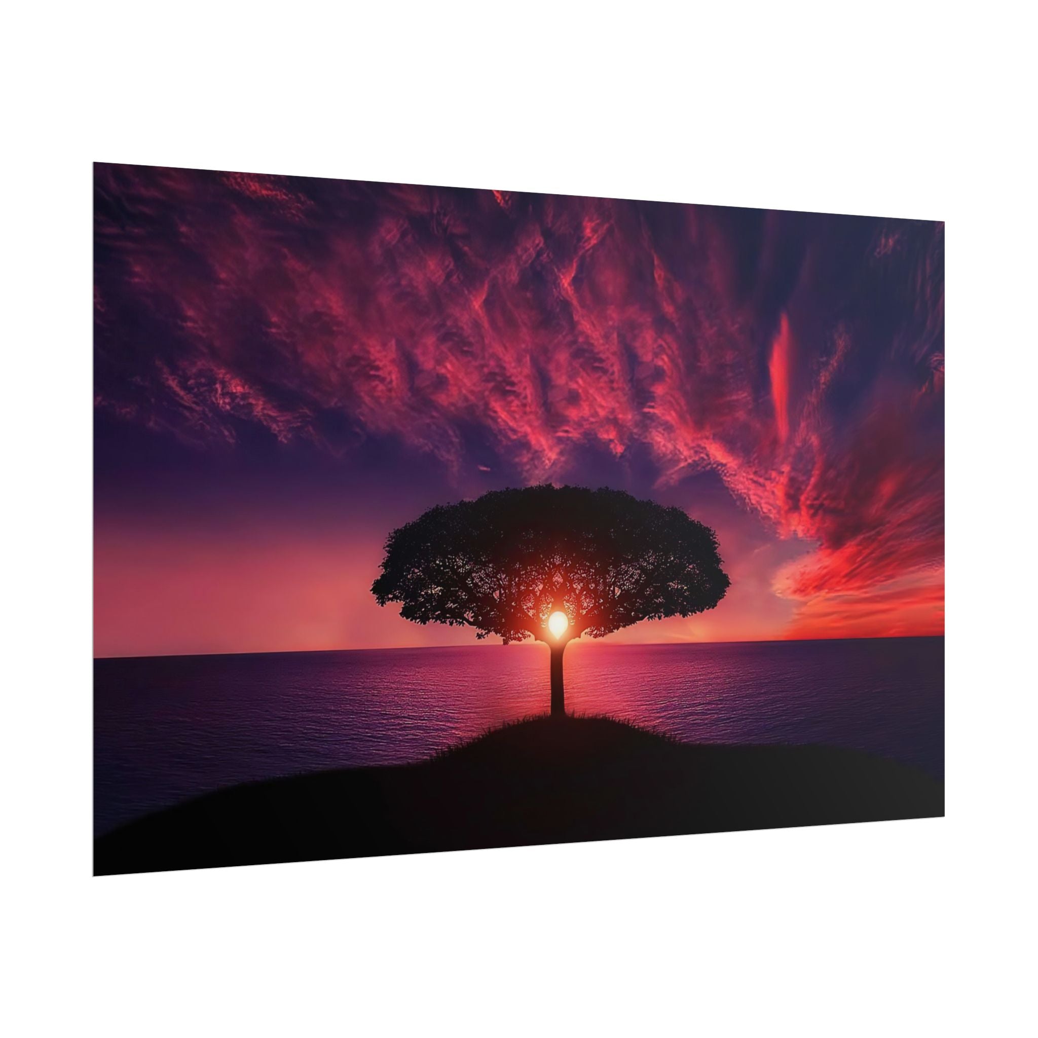 Panoramic Sunset Poster Print, Tree Wall Art, Scenery Decor, Exra Large Wall Art, Canvas Art Print, Landscape, Nature Wall Decor