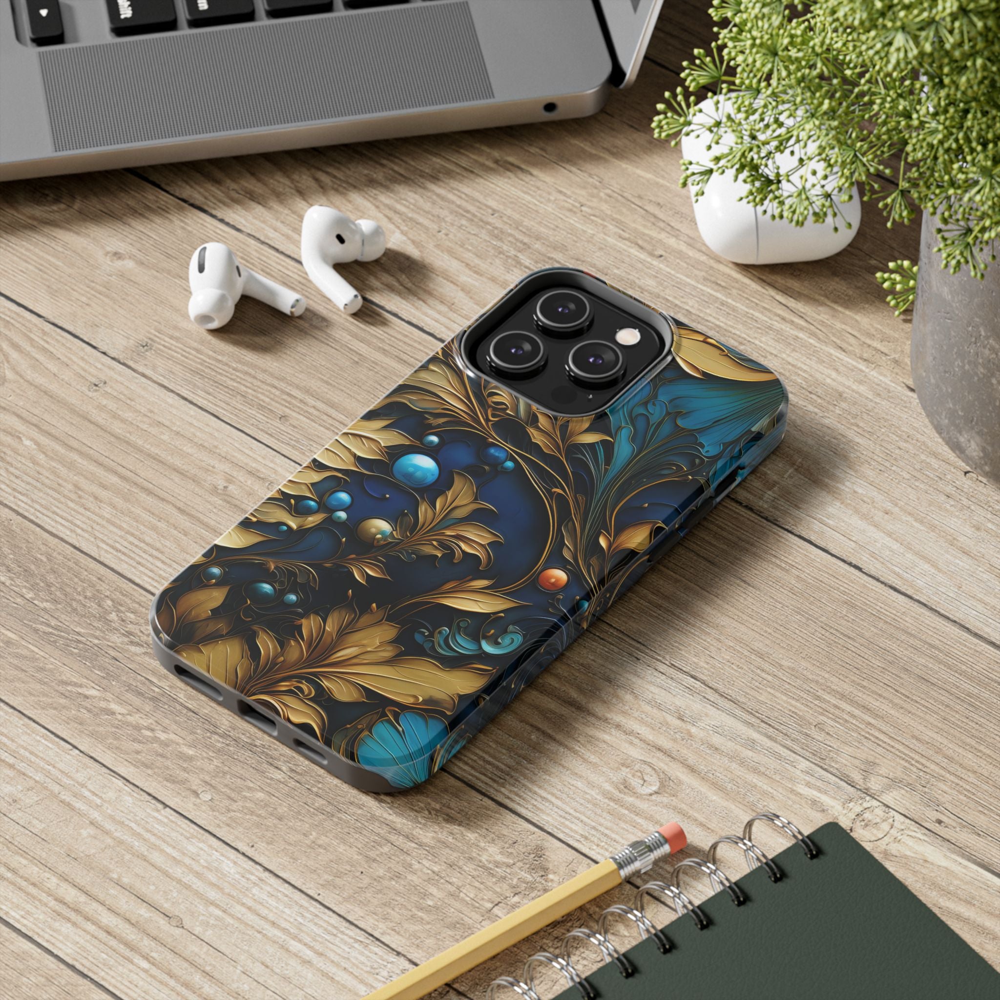 textured-art-nouveau-floral-tough-phone-case-cottagecore-iphone-case-unique-floral-phone-cover-vintage-style-iphone-case-prot