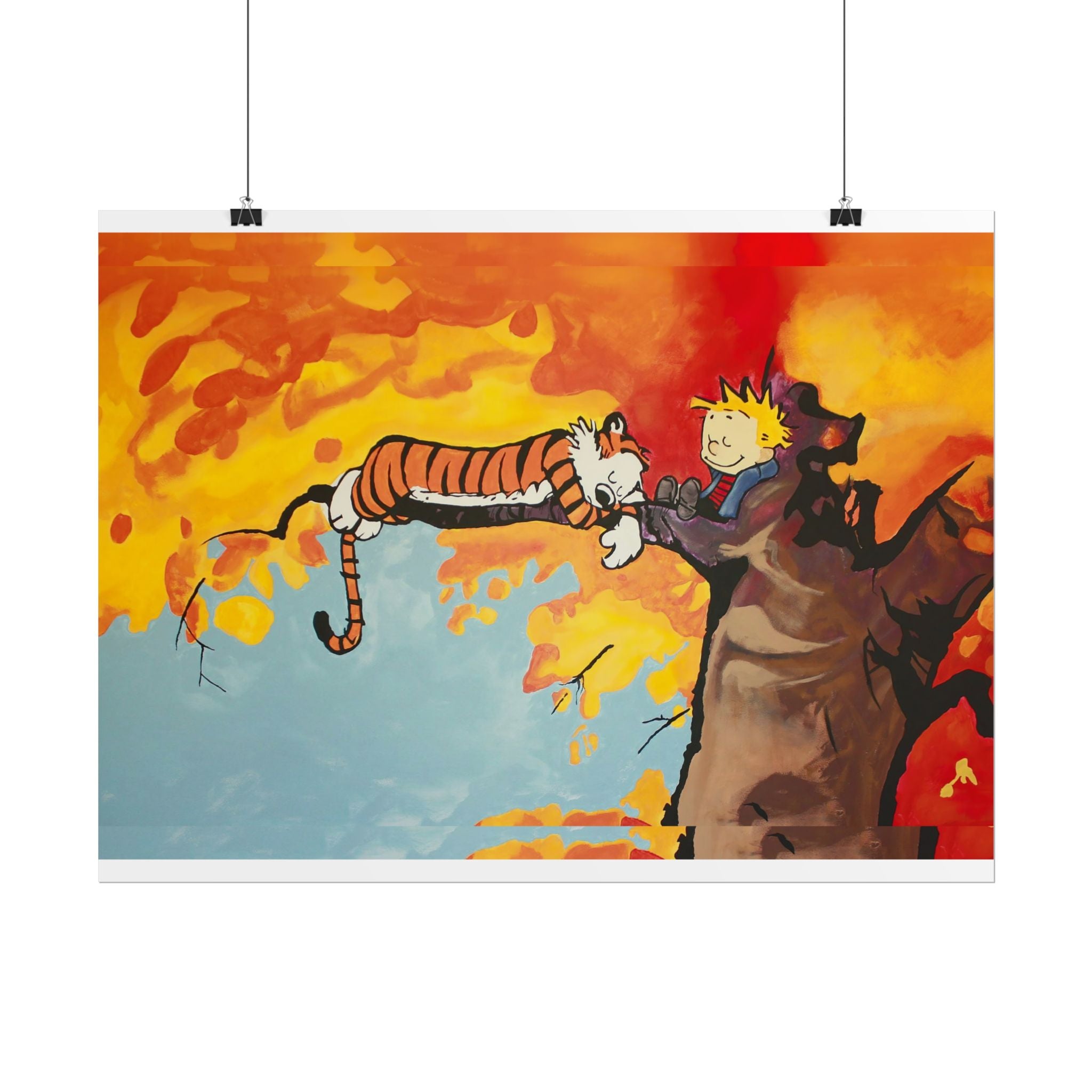 Calvin and Hobbes Art Poster - Nostalgic Cartoon Wall Decor - Unique Birthday Gift for Fans - Timeless Comic Book Design