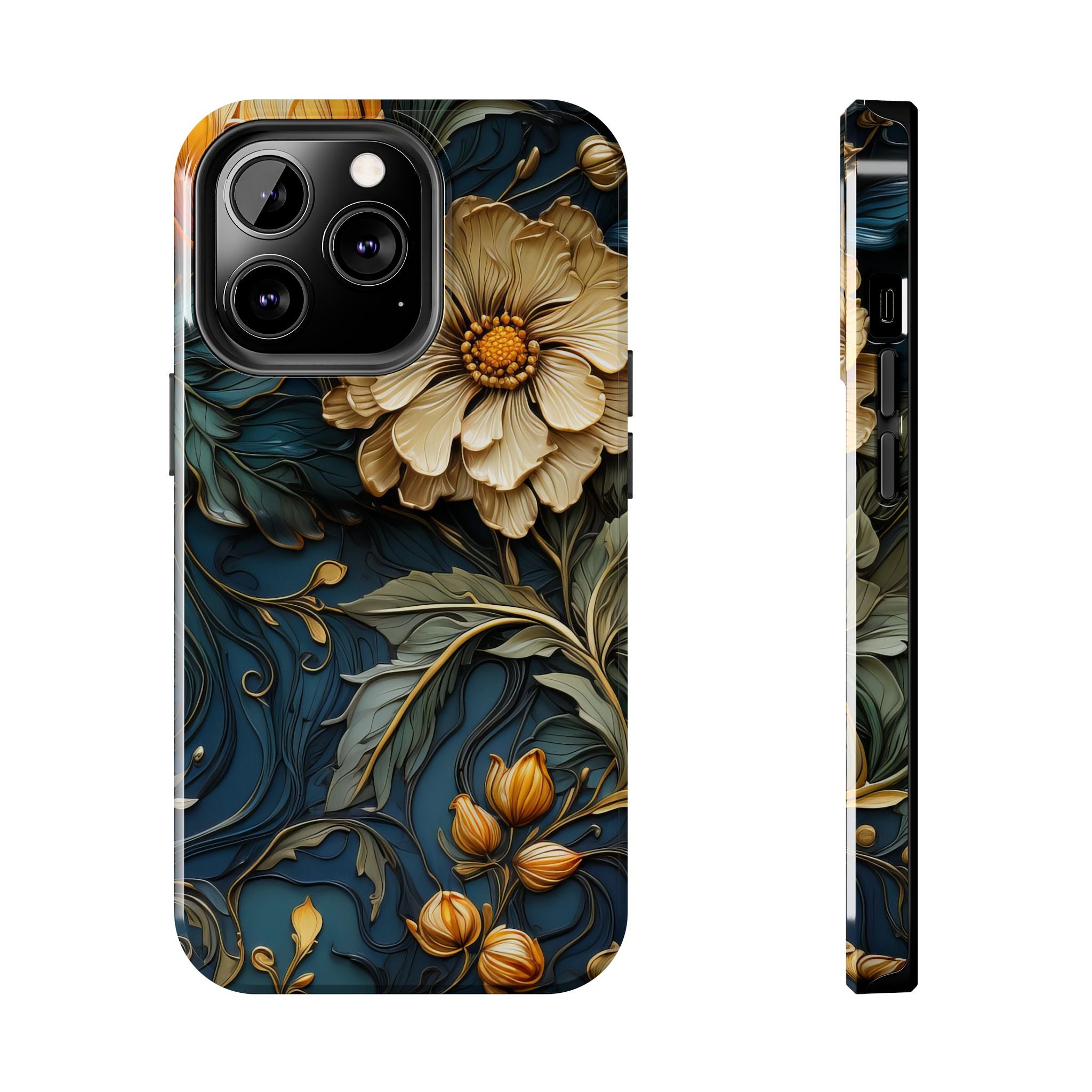textured-art-nouveau-floral-tough-phone-case-cottagecore-iphone-case-unique-floral-phone-cover-vintage-style-iphone-case-prot