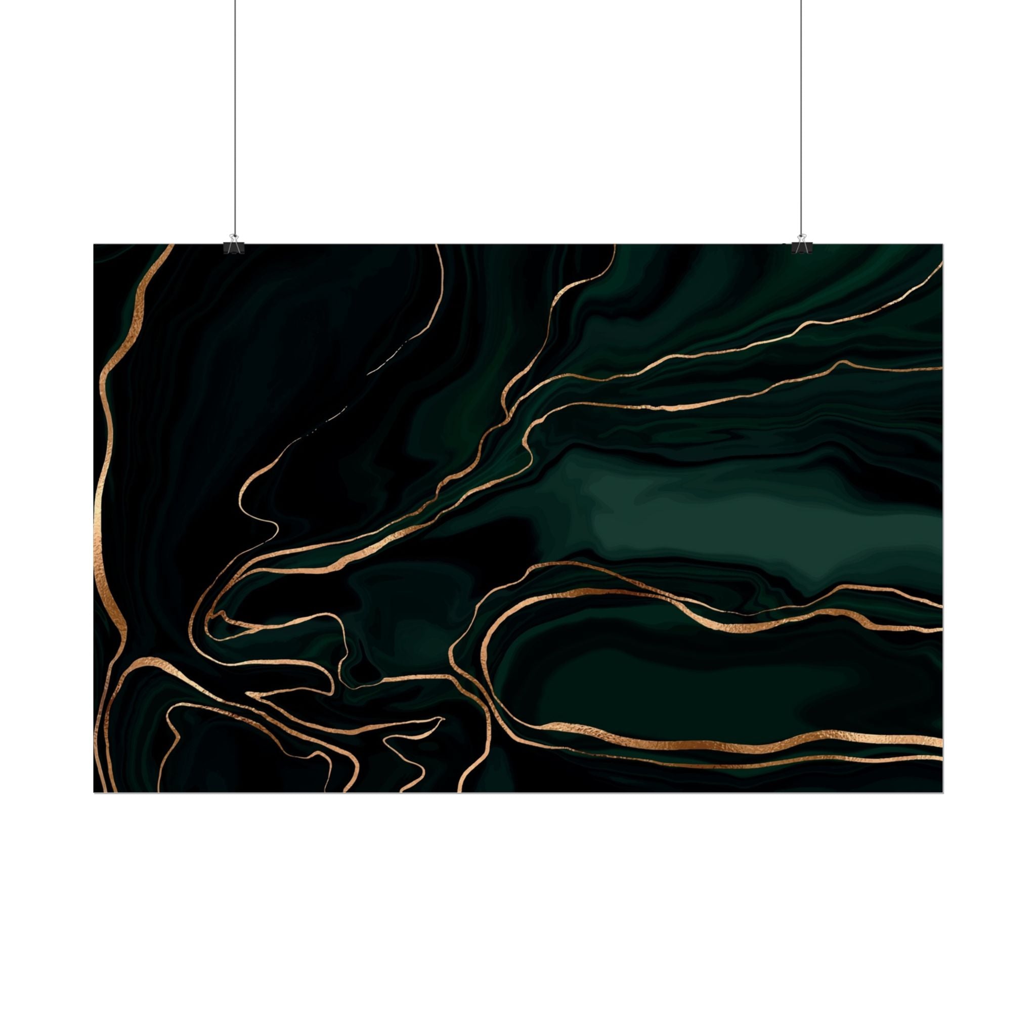 Abstract Green Gold Poster Print - Wall Art, Home Decor, Office Decor, Green Canvas Bedroom, Modern Art, Green Print