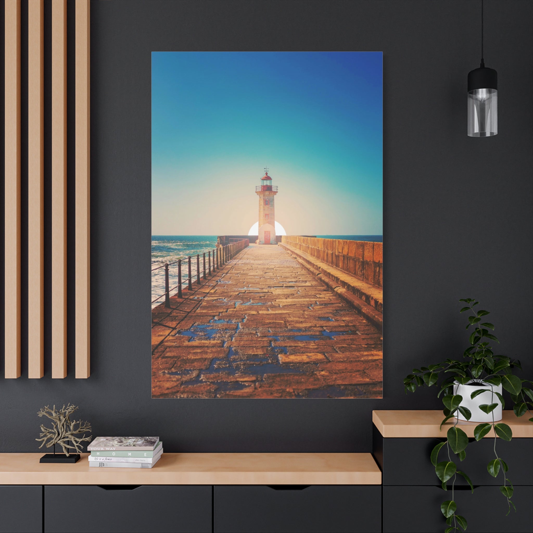 canvas-print-lighthouse-on-rock-matte-canvas-stretched-1-25-inch-coastal-wall-art-nautical-decor-beach-house-decoration-seasi