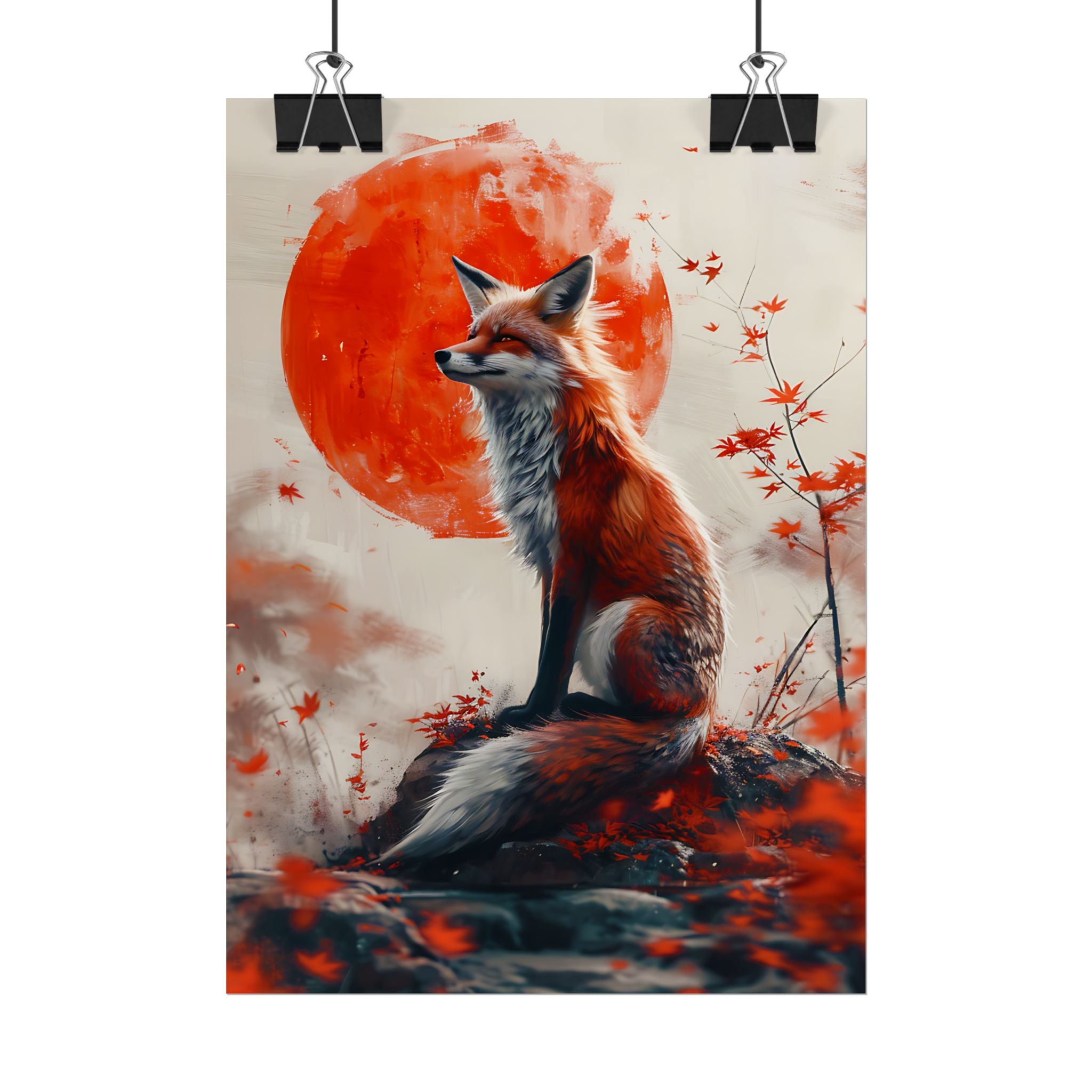 red-fox-poster-print-fantasy-decor-wildlife-wall-art-red-sun-home-decor-animal-lover-gift-nature-print-fantasy-art-decor